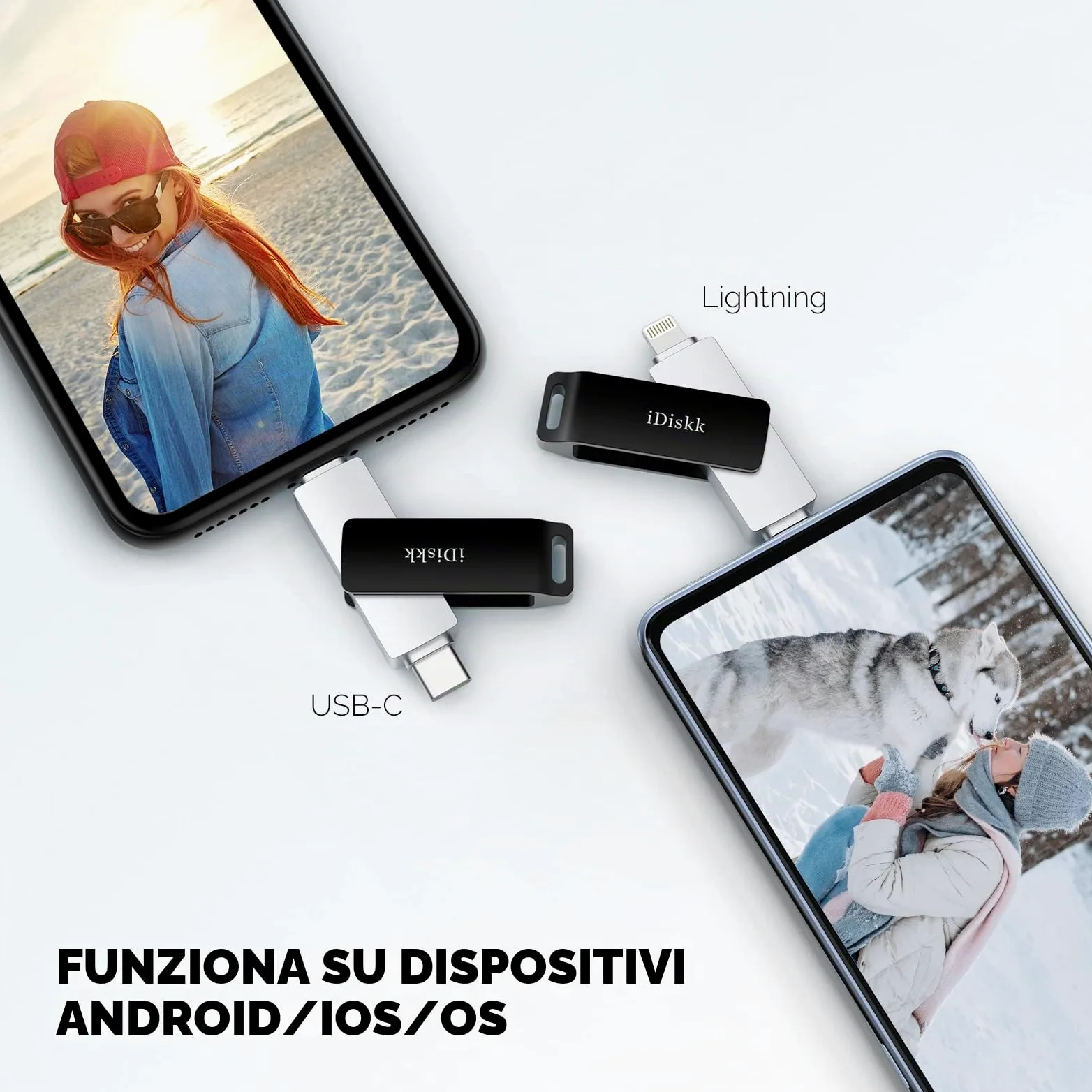 【Certificato MFi】 iDiskk 512 GB 2 in 1 tipo C a Lightning iPhone Photo Stick, memoria USB-C a iPhone, chiavetta USB iPhone funziona con telefoni USB-C, iPhone/iPad, Mac e computer