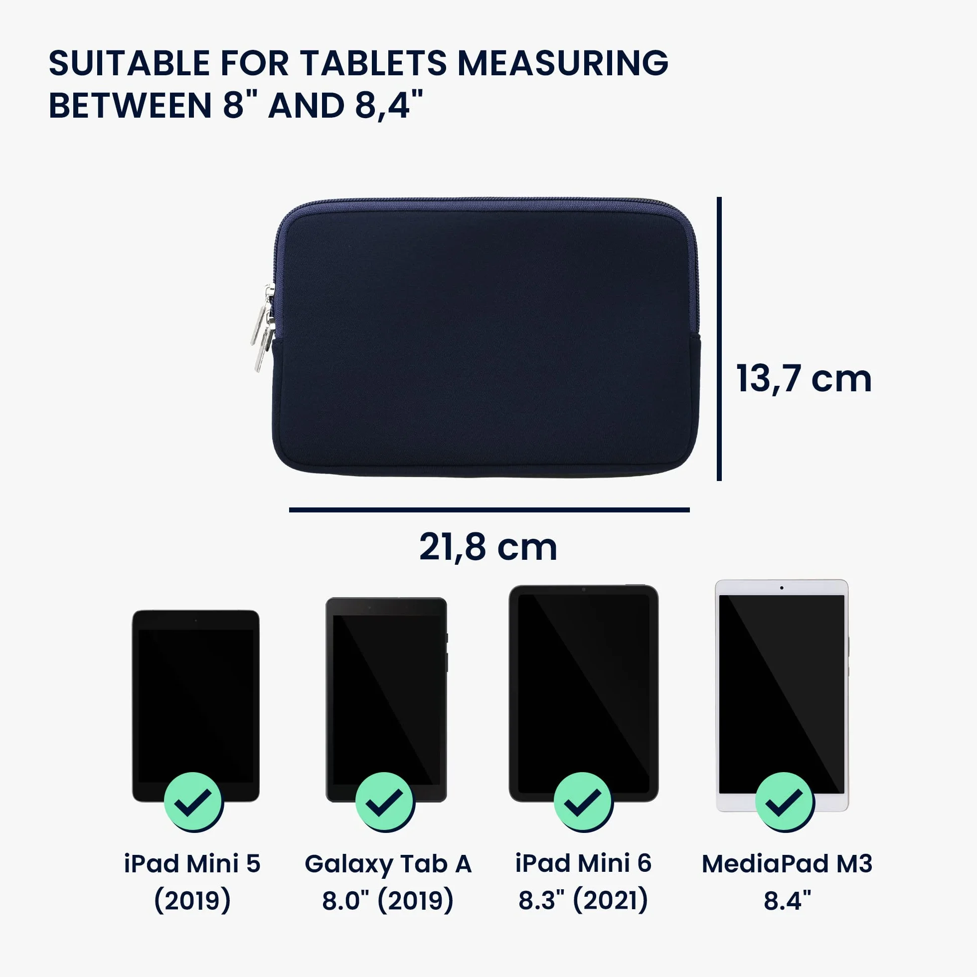 kwmobile Cover Tablet Compatibile con 8"-8,4" Tablet - Custodia eReader Universale - Copertina Protettiva in Neoprene blu scuro
