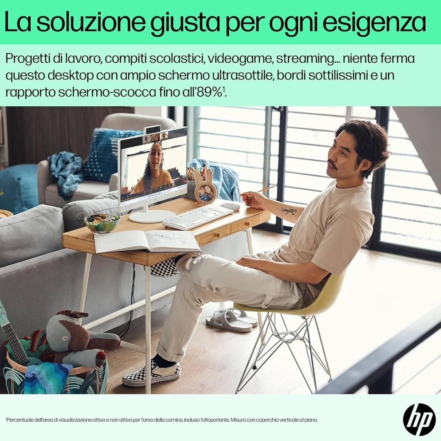 HP All-in-One 24-cr0000sl Intel Core i3-1315U 8GB RAM 512GB SSD 23,8" FHD IPS Windows 11 Bianco