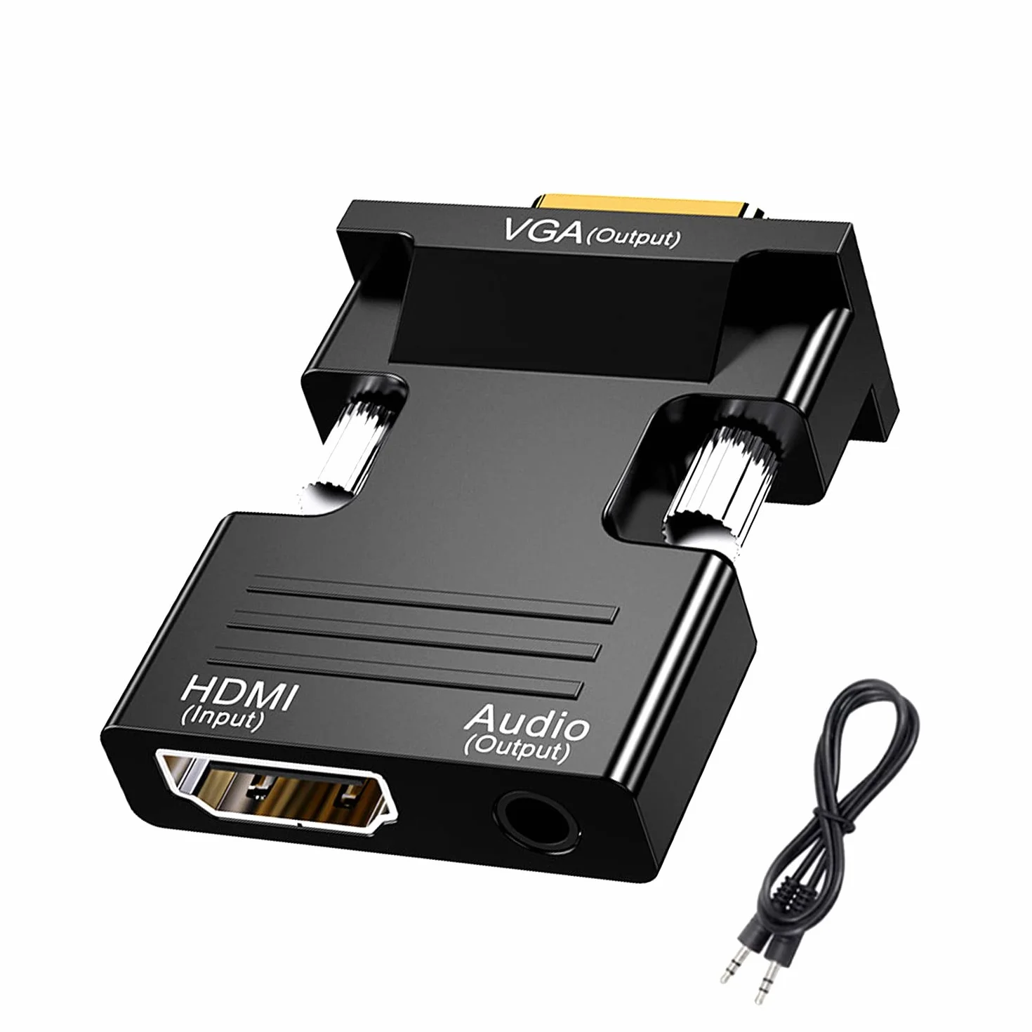 Adattatore da HDMI a VGA con Audio 3,5 mm, 1080P 60HZ Convertitore da HDMI Femmina a VGA Maschio per Interfaccia da 3,5 mm su Computer Beamer, Laptop, PC, Monitor, Proiettore e HDTV