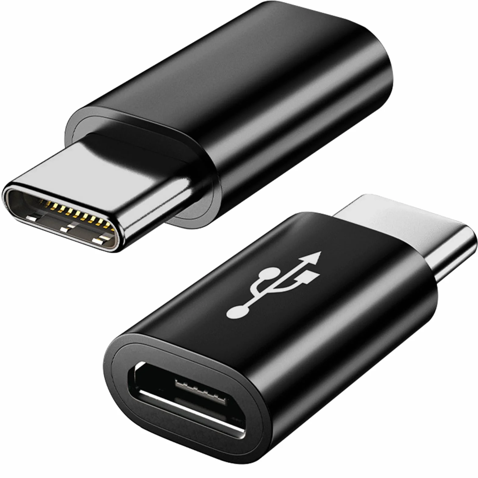 Adattatore Micro USB a USB C 2 Pack Maschio a Femmina Compatibile con Samsung Galaxy Huawei Nero