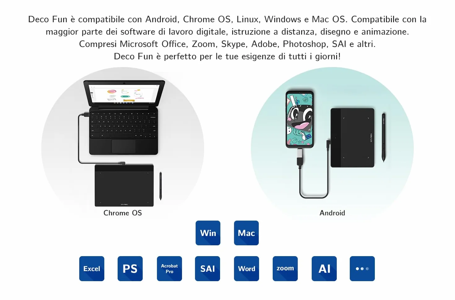 XP-PEN Deco Fun XS - Tablet grafico da disegno, dimensioni 4 x 3 pollici, ideale per firma elettronica e istruzione remota, colore: nero classico