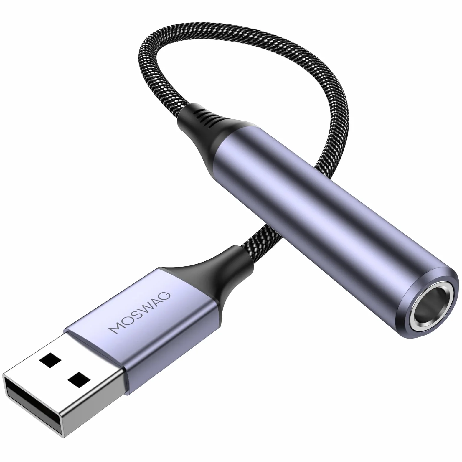 MOSWAG Adattatore Audio USB a Jack 6.35mm, AUX per Cuffie Con Scheda Audio Esterna Compatibile Con Laptop, PC, Amplificatore, Altoparlante