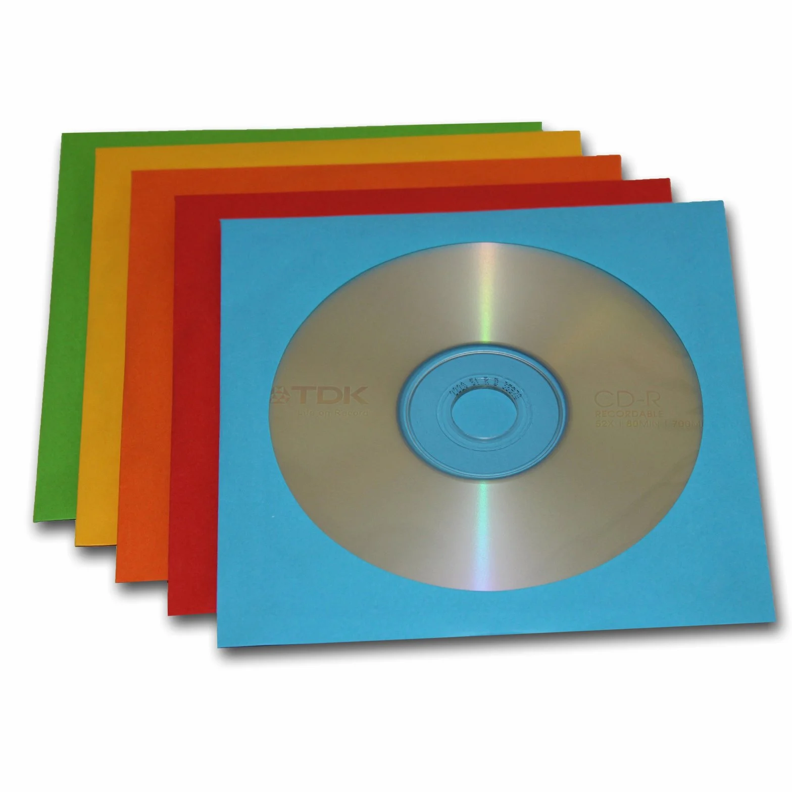 TDK - 10 dischi CD-R vuoti e 10 buste colorate