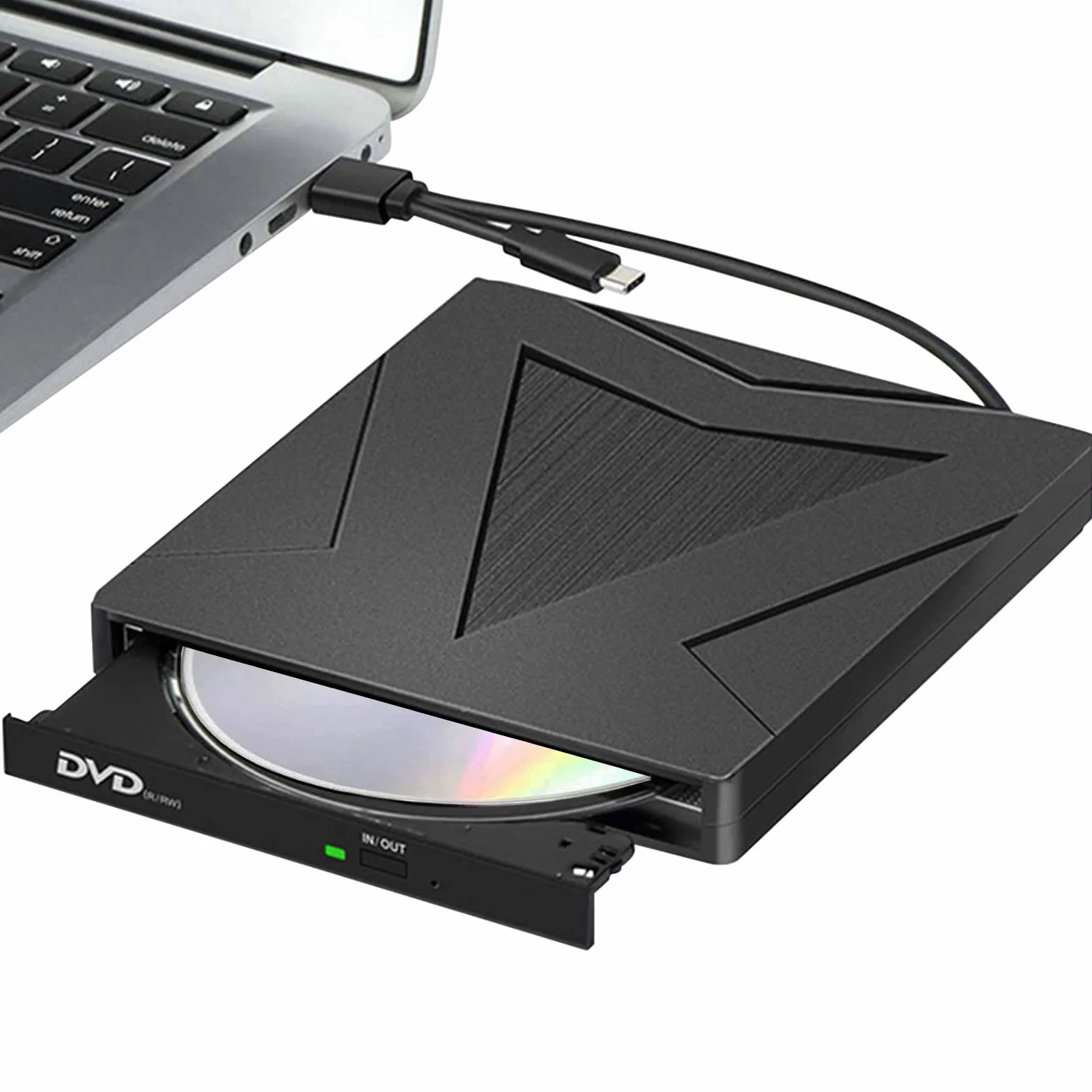 RUIZHI Masterizzatore CD DVD Externo, Unità DVD Esterna USB 3.0& Type C Portable CD/DVD -/+RW Drive CD/DVD Lettore per PC Laptop Desktop MacBook, Compatibile con Windows/7/8/10/11/XP/Linux/MacOS