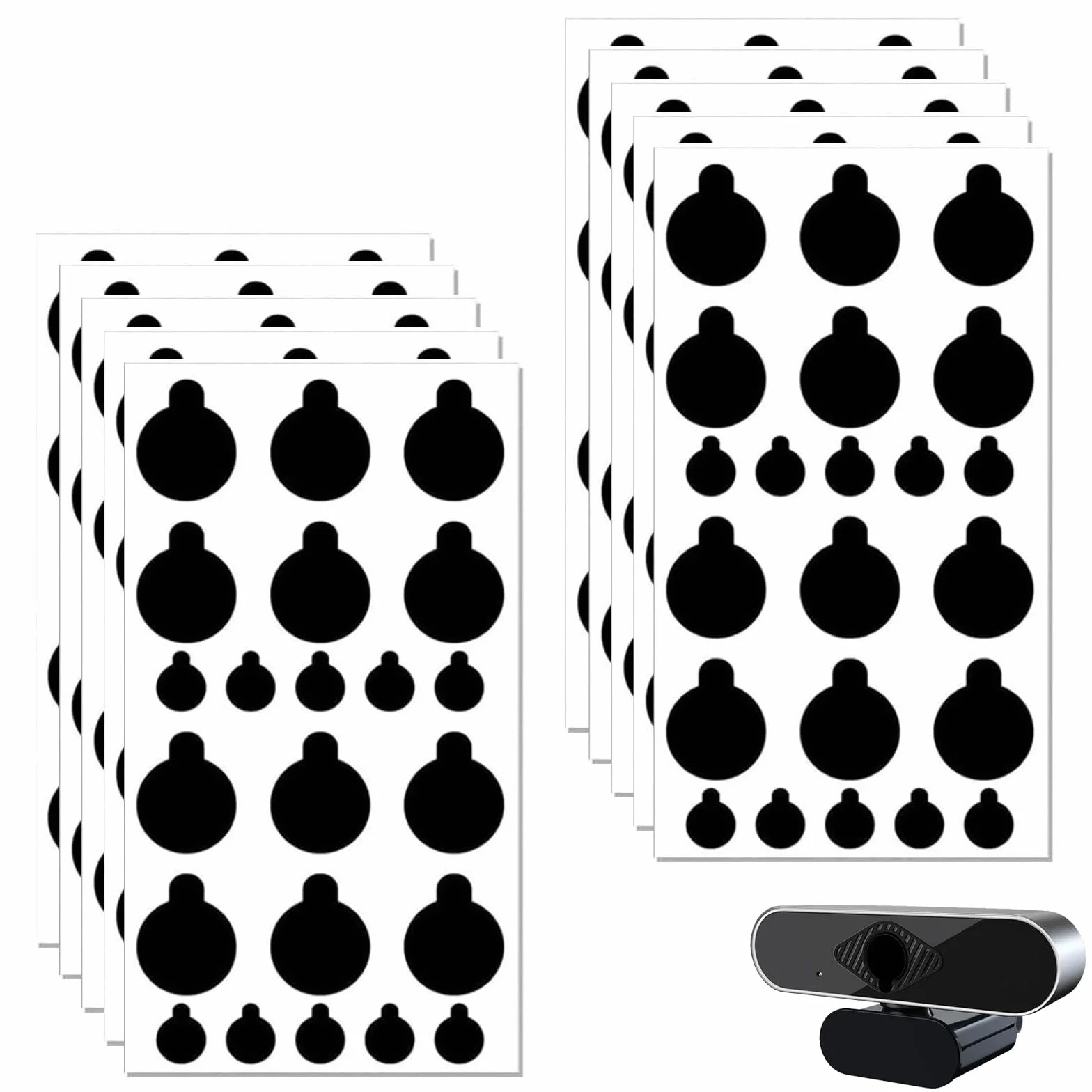 Adesivi per coprifotocamera privacy a pois, 10 fogli per webcam e computer portatile