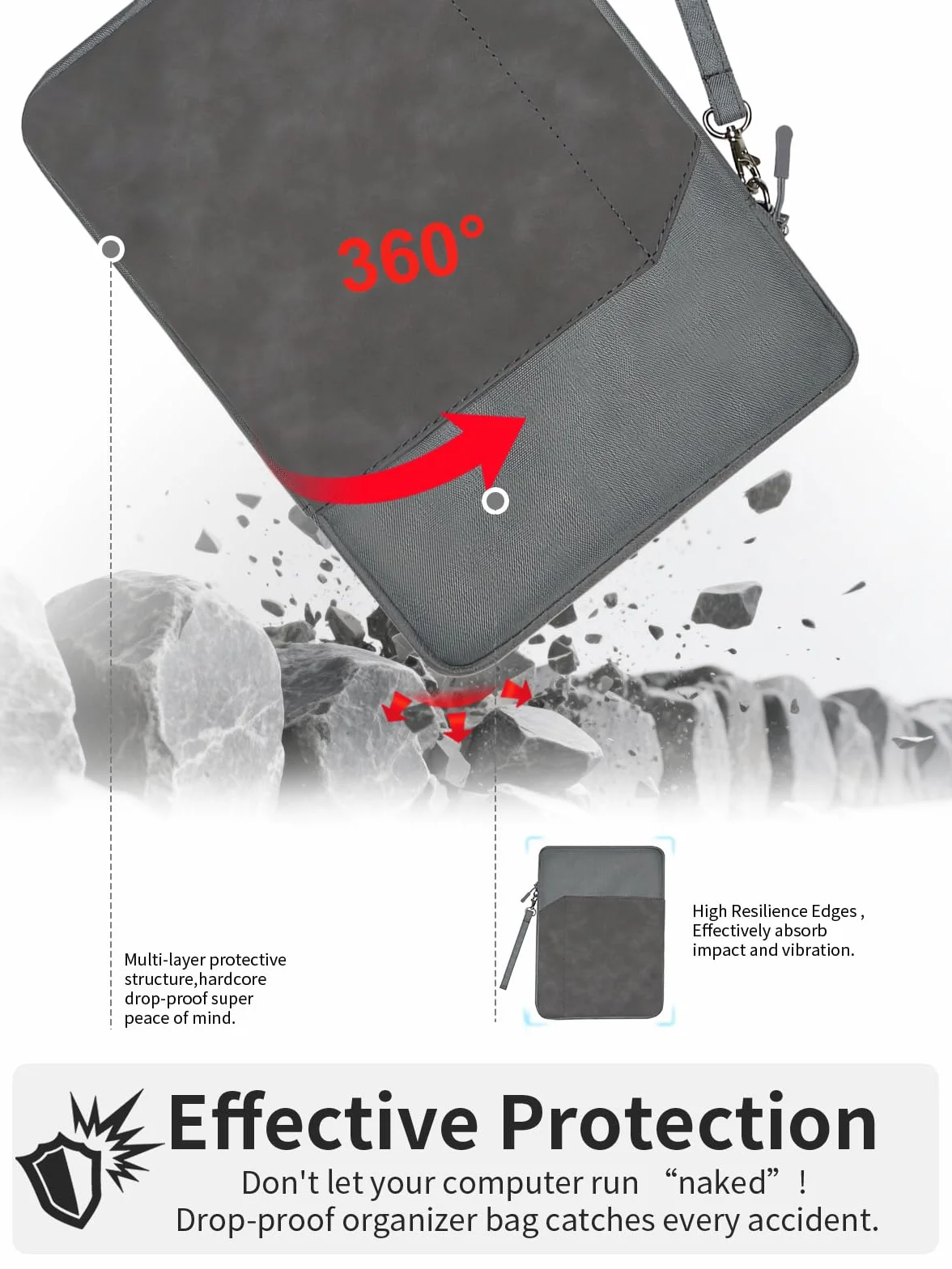 Custodia per tablet Remarkable Paper Pro Move (7,3 pollici), protezione completa, impermeabile, leggera e portatile, grigio scuro
