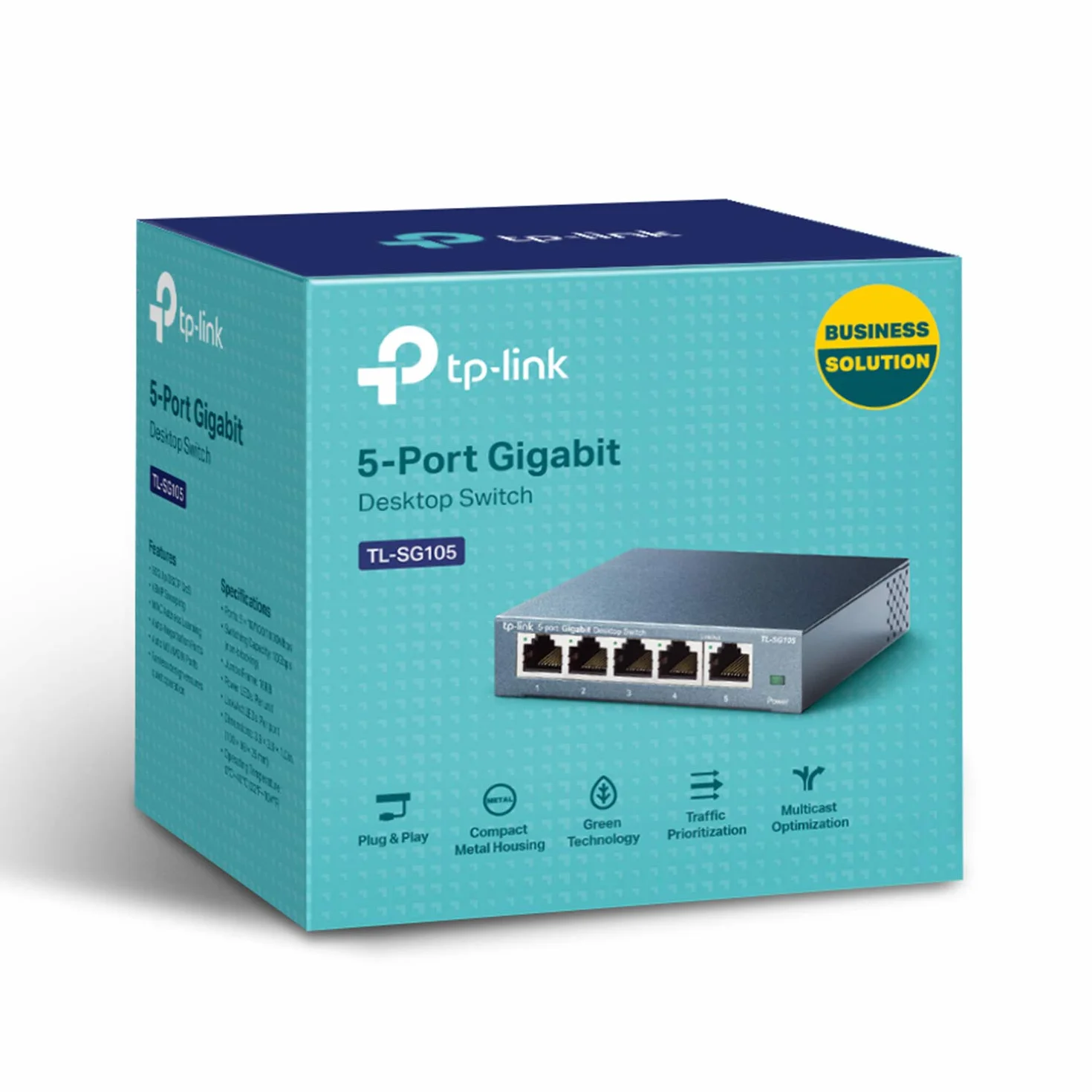 TP-Link TL-SG105 Switch 5 Porte Gigabit, 10/100/1000 Mbps, Plug & Play,‎‎ 802.1p/DSCP QoS, IGMP Snooping, Involucro in Metallo Resistente, Installazione Facile, Tecnologia Green Ethernet, IEEE 802.3x