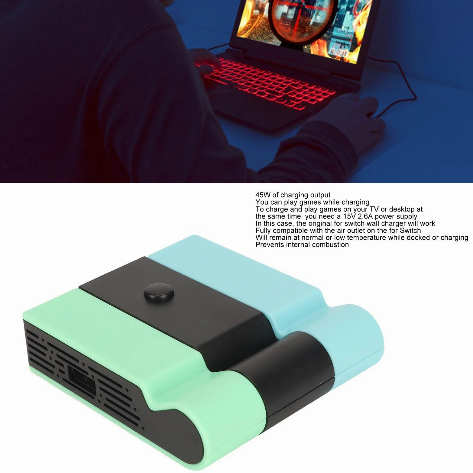 Adattatore per supporto TV HDMI portatile, dock TV per Nintendo Switch/interruttore OLED, con adattatore porta USB 3.0 extra (blu verde)
