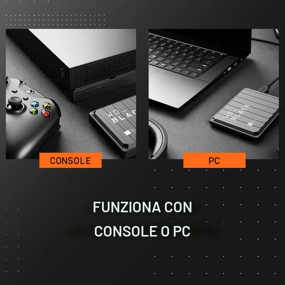 WD_BLACK P10 6TB Game Drive HDD portatile USB 3.2 Gen 1 Tipo A compatibile con Playstation, Xbox, PC e Mac