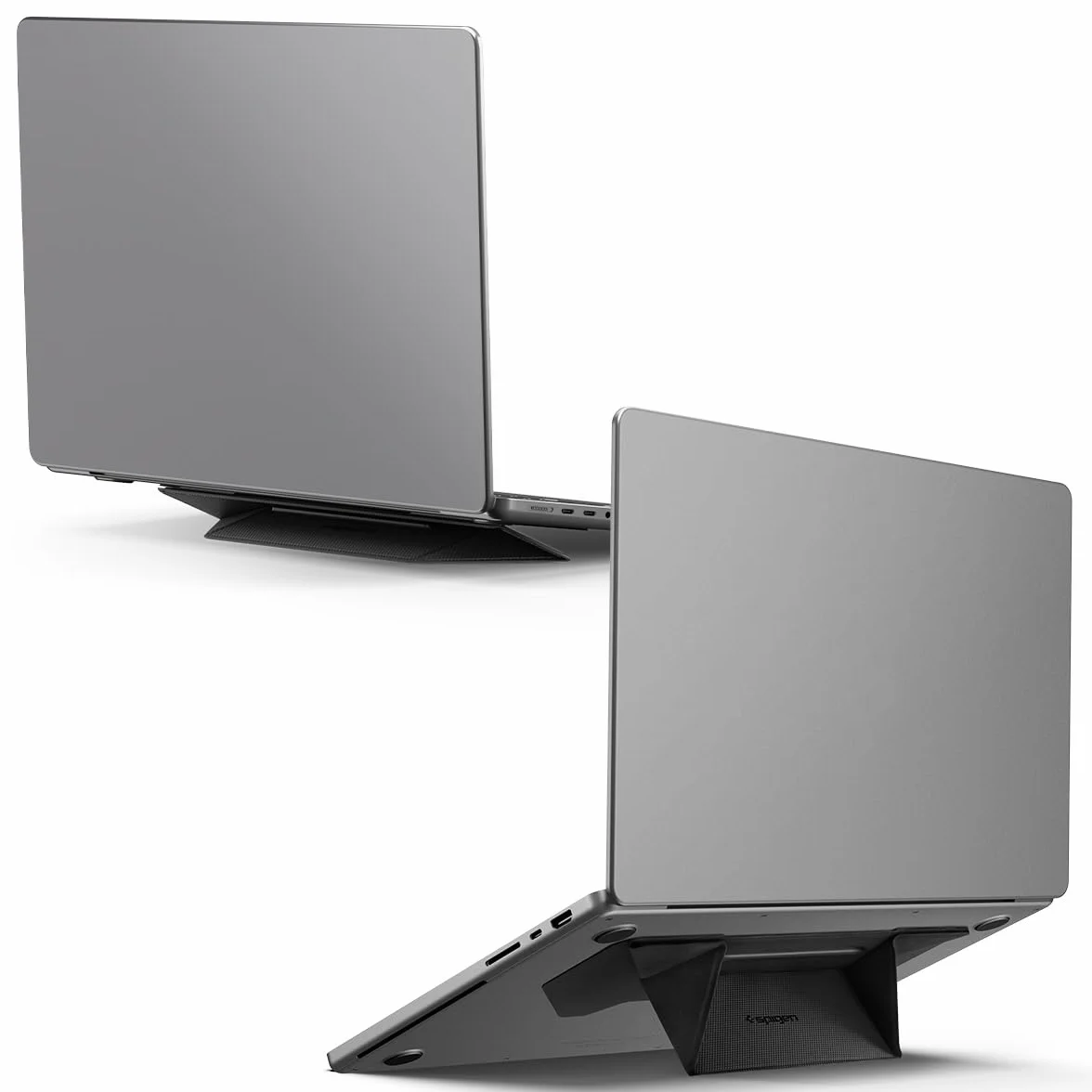 Spigen Slim Fold Supporto PC Portatile [2 Angolazioni] Antiscivolo e Pieghevole, Adesivo Riutilizzabile, Laptop Stand Compatibile con Notebook MacBook Pro Air Neo M2 M3 M4 M5 13 14 15 Pollici e oltre