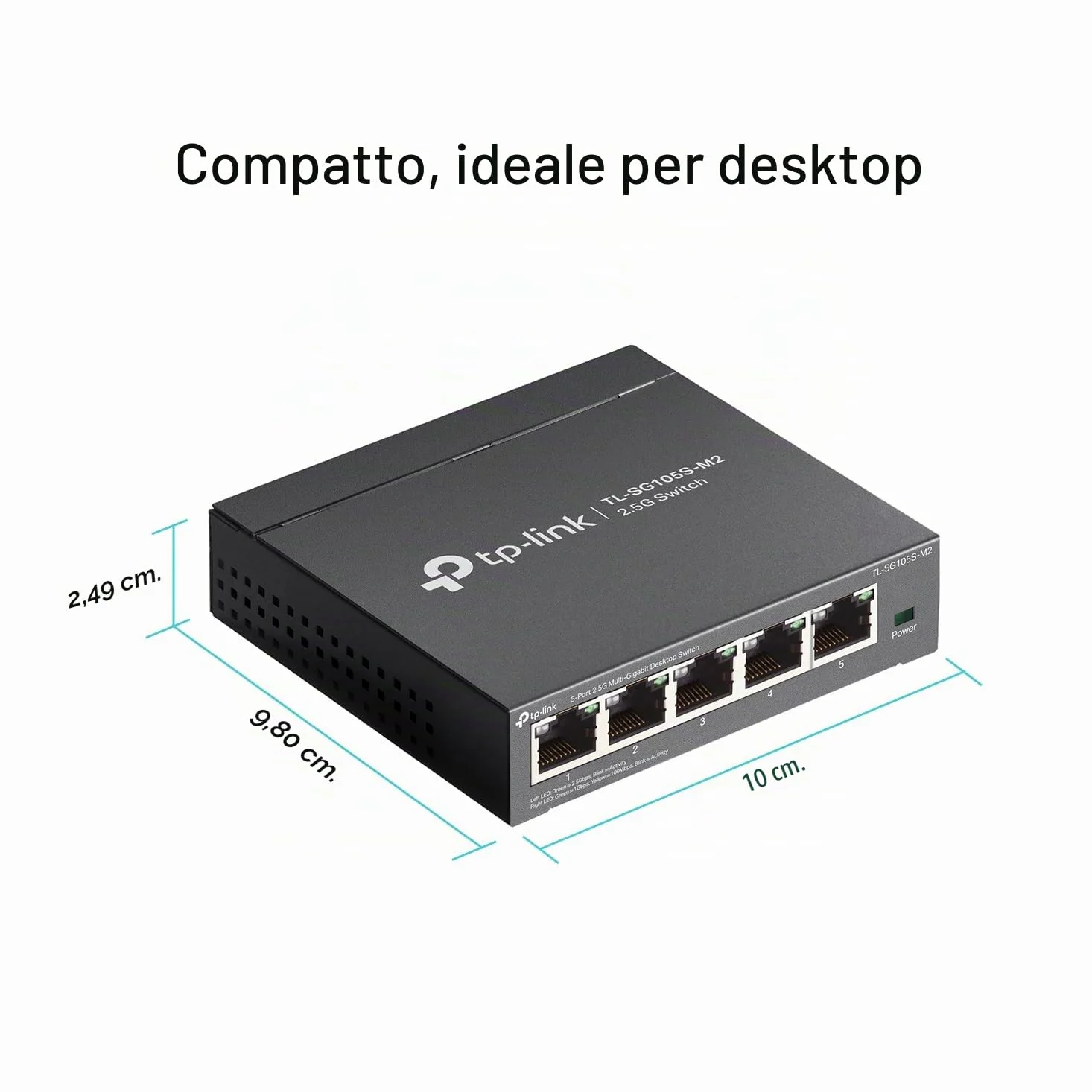 TP-Link TL-SG105S-M2 | Switch di rete non gestito multi-Gigabit a 5 porte 2,5 G, splitter Ethernet | Larghezza di banda 2,5 G | Plug & Play | Montaggio desktop/parete | Design in metallo senza ventola