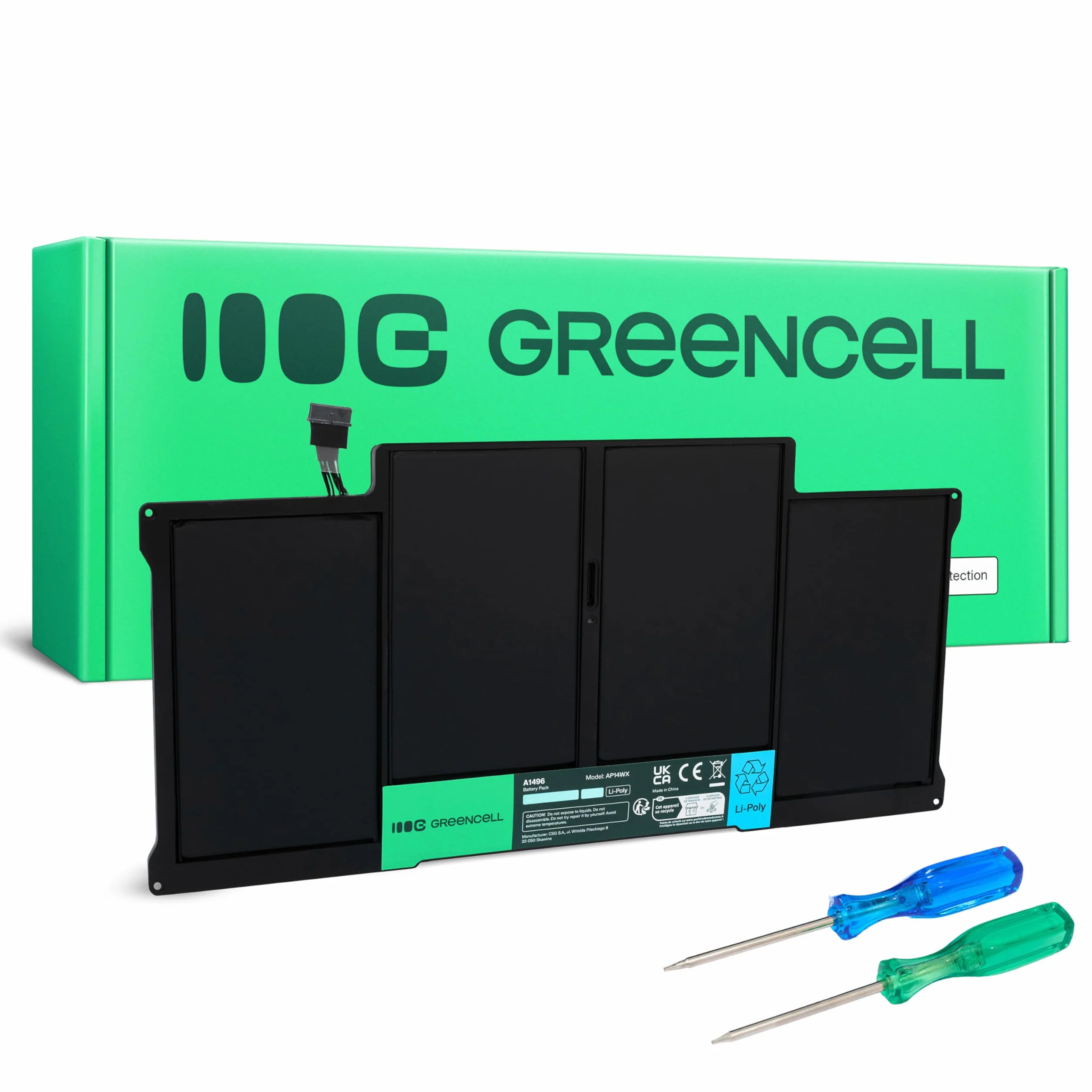 Green Cell A1496 A1405 A1377 Batteria per Apple MacBook Air 13 A1369 A1466 (2010, 2011, 2012, 2013, 2014, 2015, 2017) Laptop (7200mAh 7.6V Nero)