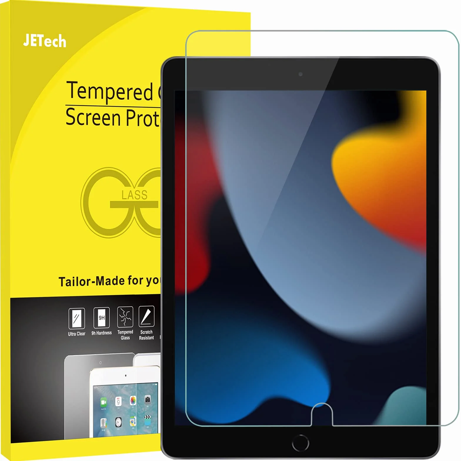 JETech Pellicola Protettiva Vetro Temperato per iPad 10,2 Pollici 9/8/7 Generazione (2021/2020/2019)