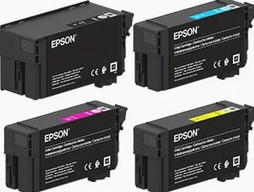 Epson Cartucce d'inchiostro originali T40 T40D1 nero XL 80 ml + T40C2, T40C3, T40C4 XD2 ciano, magenta, giallo standard da 26 ml per SureColor SCT2100 SCT3100 SCT5100