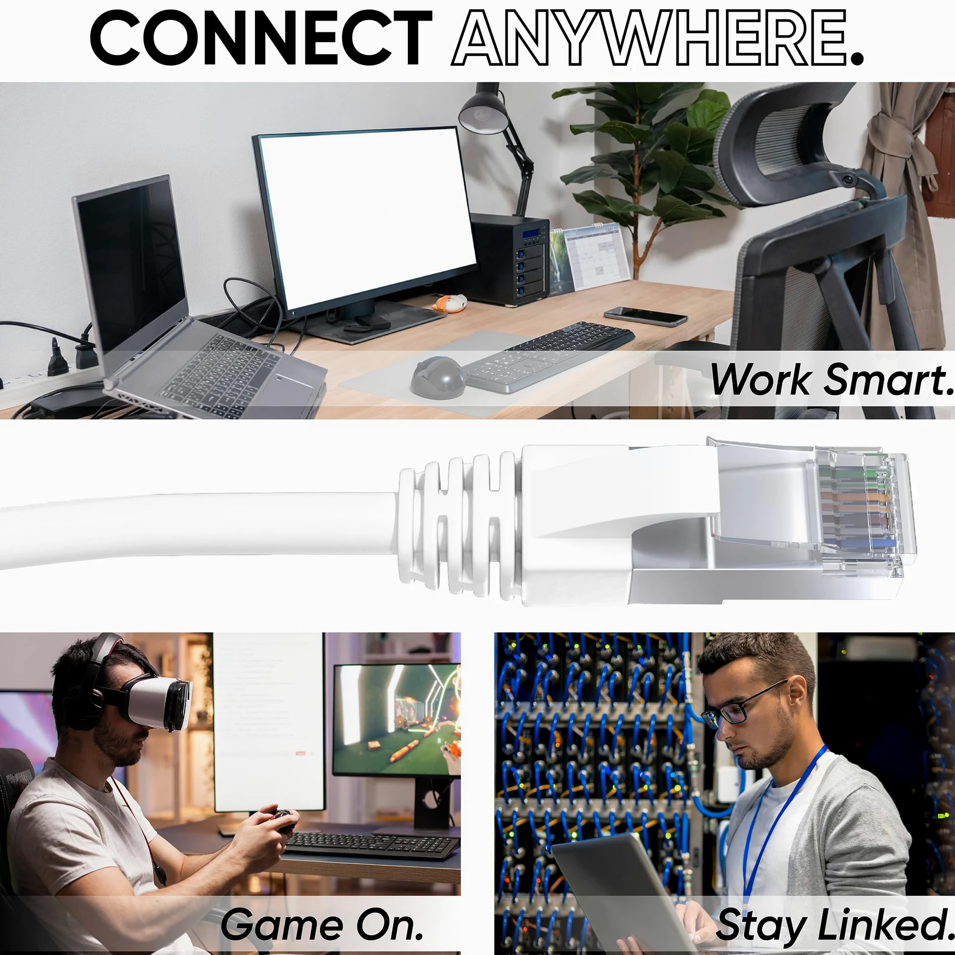 Mr. Tronic Cavo Ethernet Cat 7 da 20m, Cavo di Rete LAN Cat 7 ad Alta velocità con Connettori RJ45 per Una Connessione Internet Veloce - Cavo Patch | SFTP Cat7 (20 Metri, Bianco)