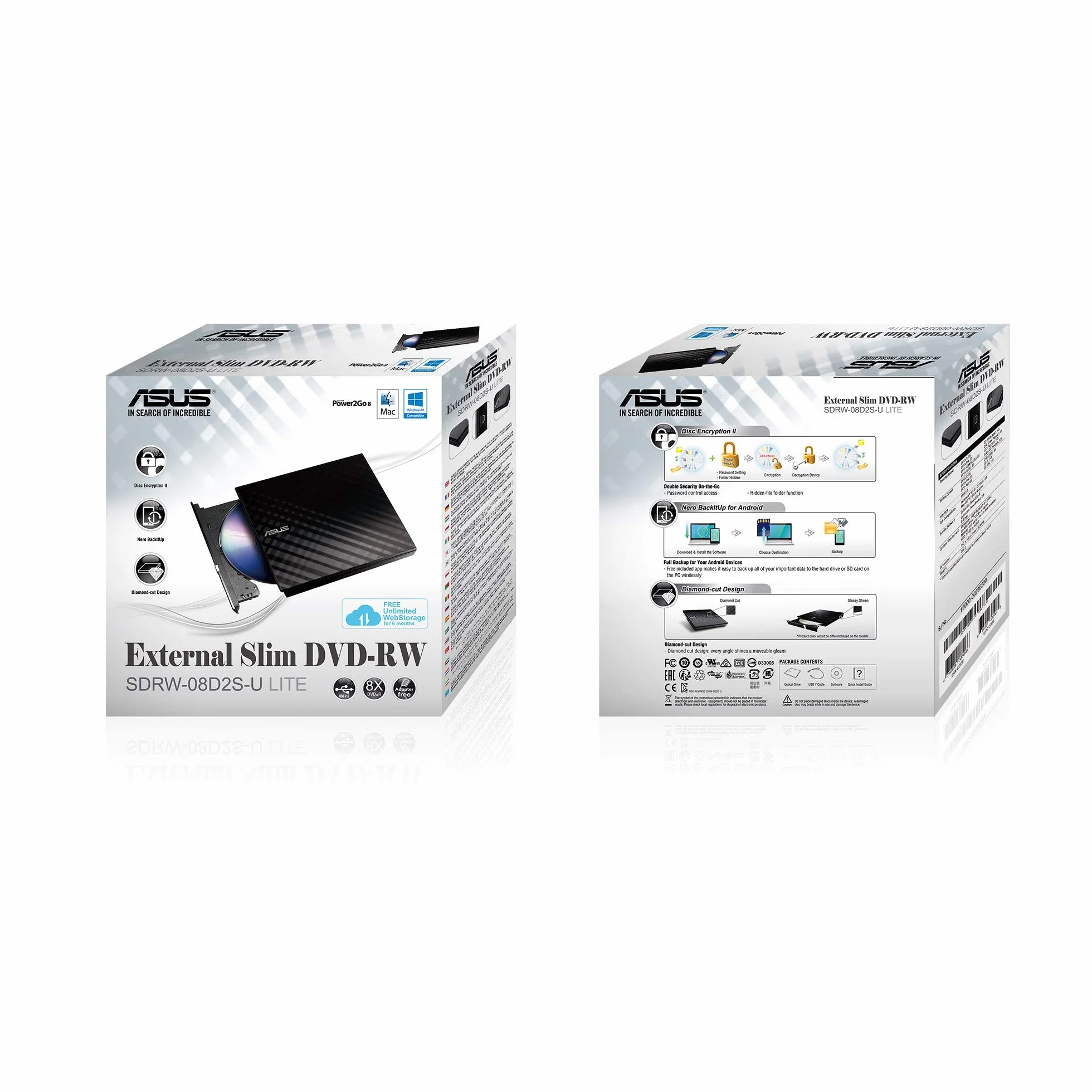 Asus SDRW-08D2S-U Masterizzatore Esterno DVD-RW USB 2.0