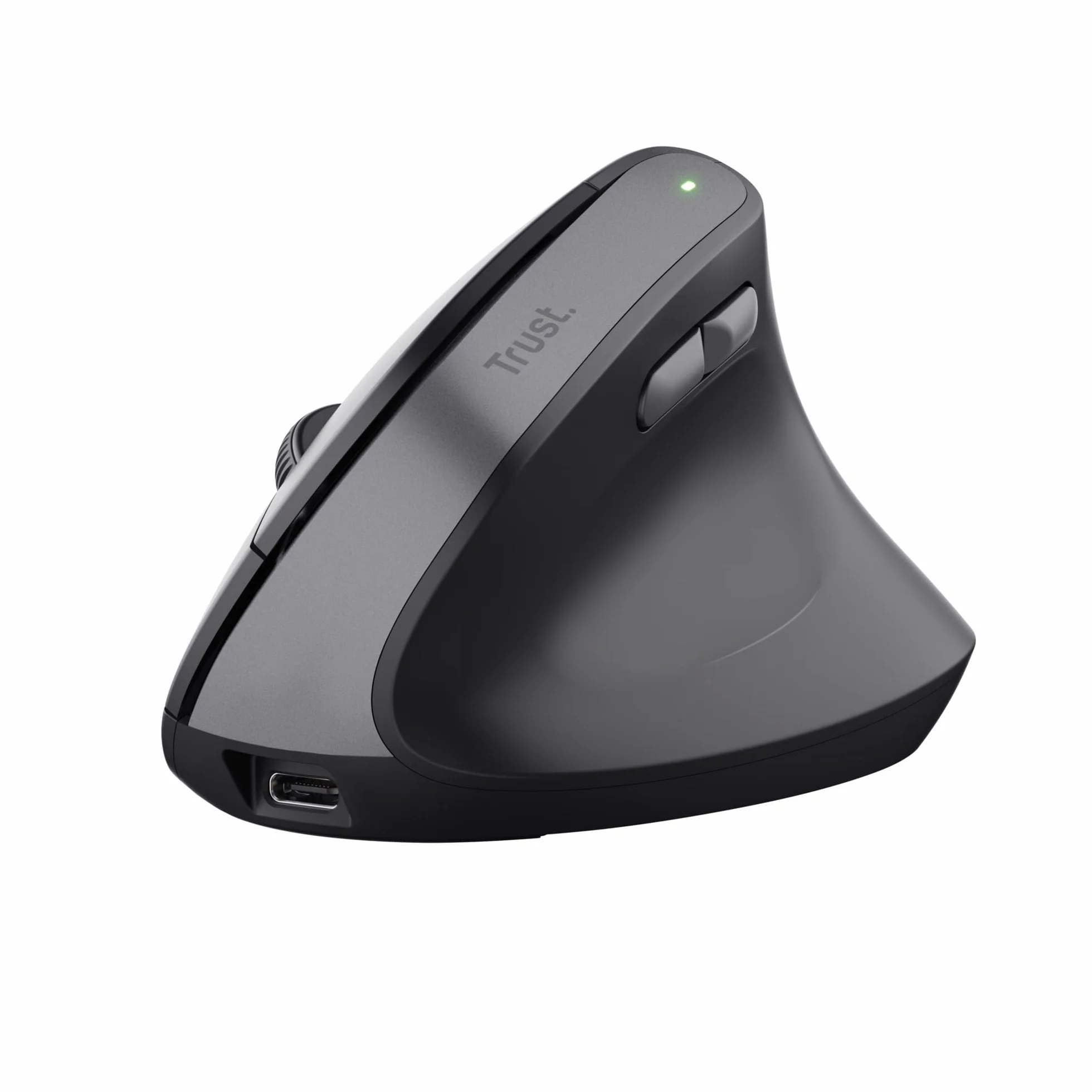 Trust Yuno Mouse Ergonomico Senza Filo Verticale Ricaricabile 2,4GHz USB DPI Regolabile 800-2400 Sensore Ottico 6 Pulsanti Nero