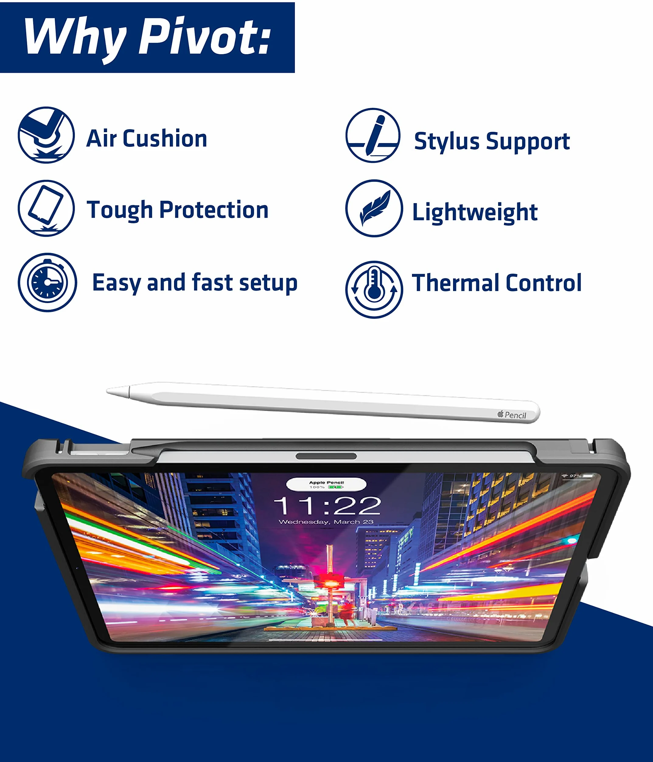 PIVOT Atlas A20A - Custodia robusta per tablet, adatta per iPad Air 4a generazione e iPad Pro 11" (1a - 3a generazione), protezione a 360 gradi, per piloti professionisti, aviazione generale,