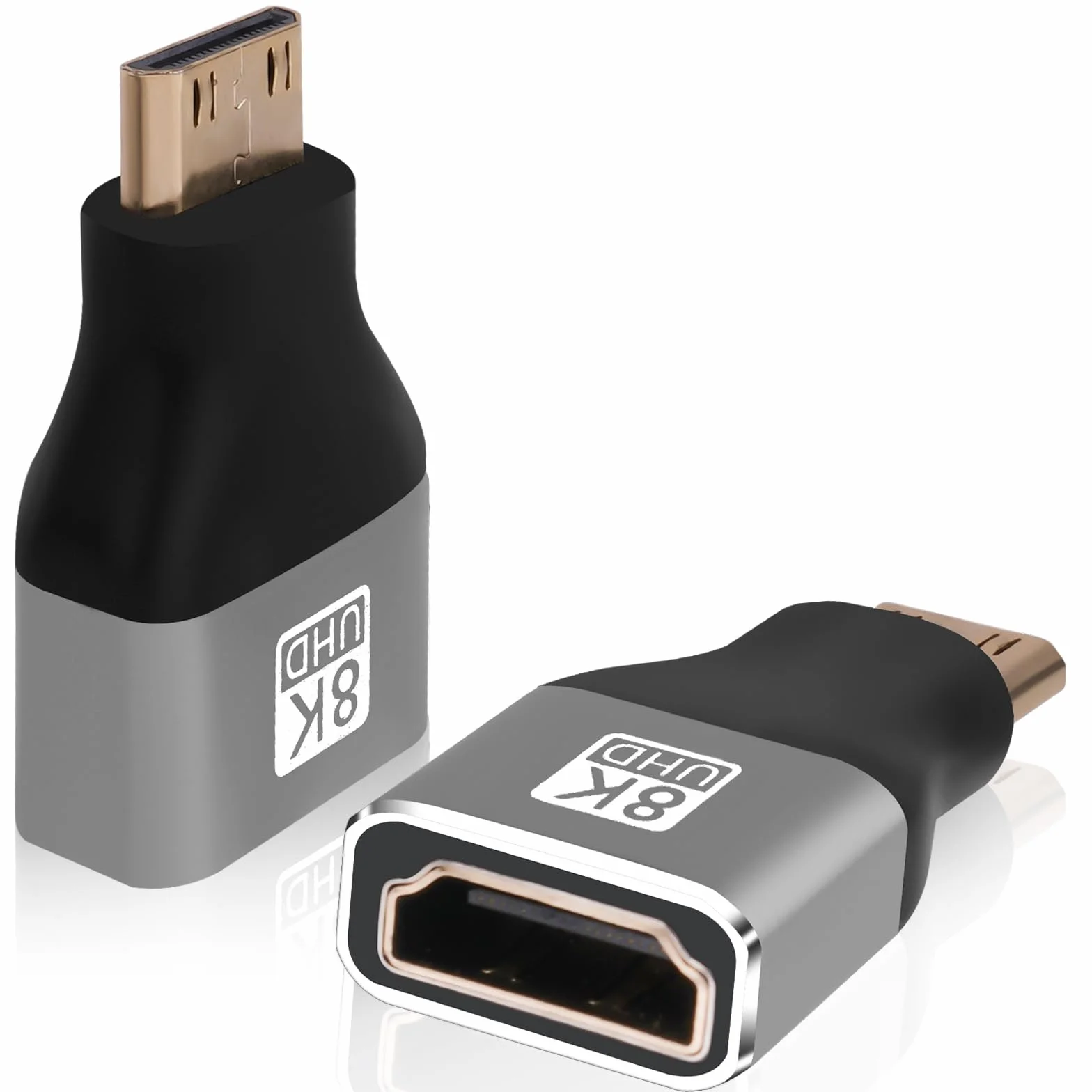 AXFEE Adattatore 2 in 1 da mini maschio a HDMI femmina, 8K a 60 Hz, connettore HDMI per laptop, HDTV, PC, monitor, PS, Xbox, DVD