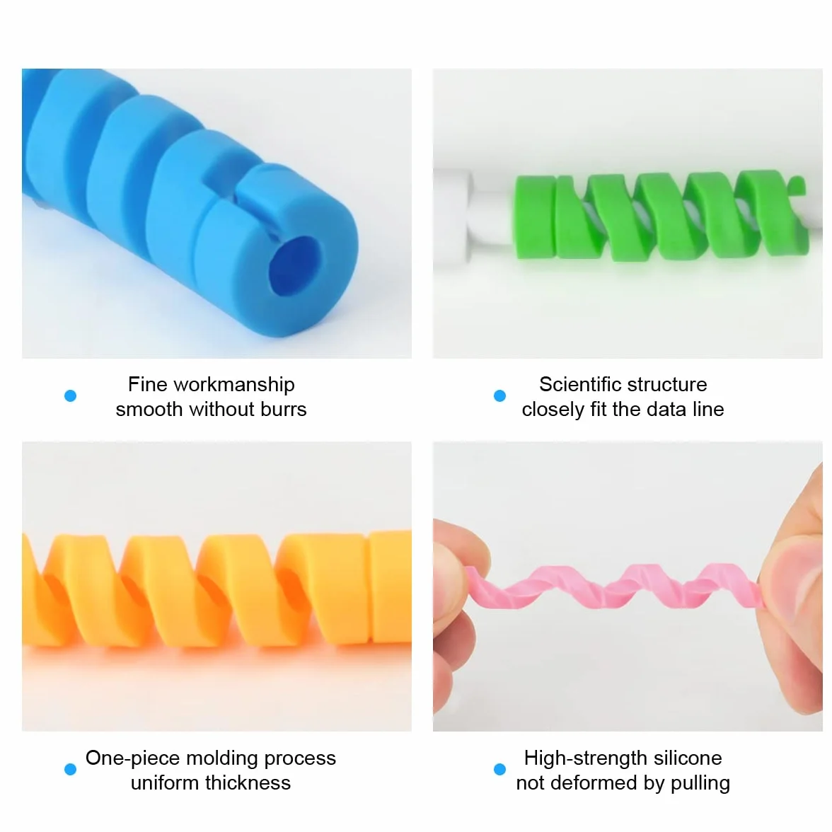 25 Pezzi Salvacavo per Caricabatterie, Seminer Flessibile Silicone Micro USB Protector, Tuta di Protezione per Cavo del Mouse per Tutte Le Linee Dati del Cellulare (Bianco, Rosa, Blu, Verde, Giallo)