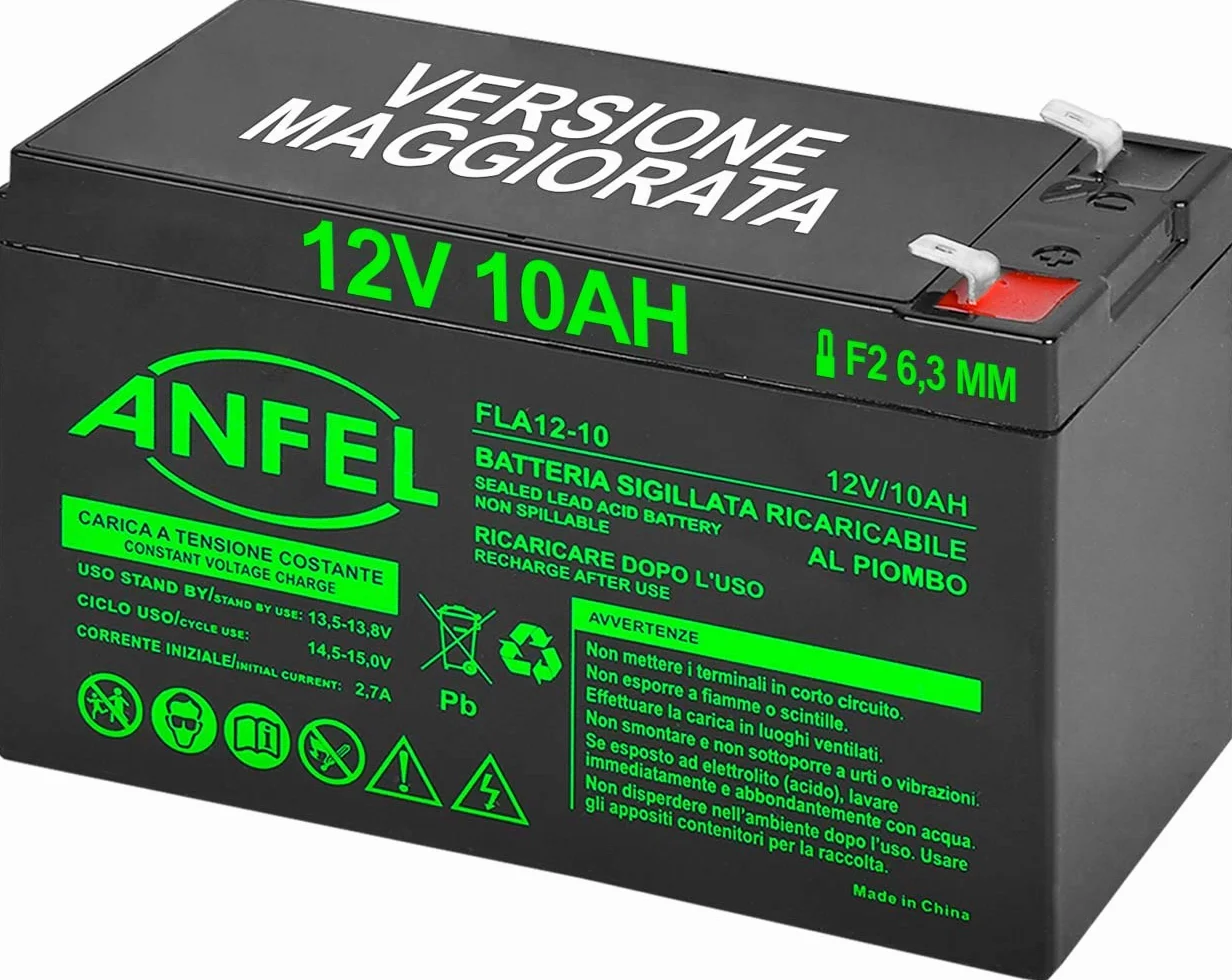 Batteria Lead Acid AGM 12V 10Ah Ricaricabile Ermetica per UPS Bici Elettriche