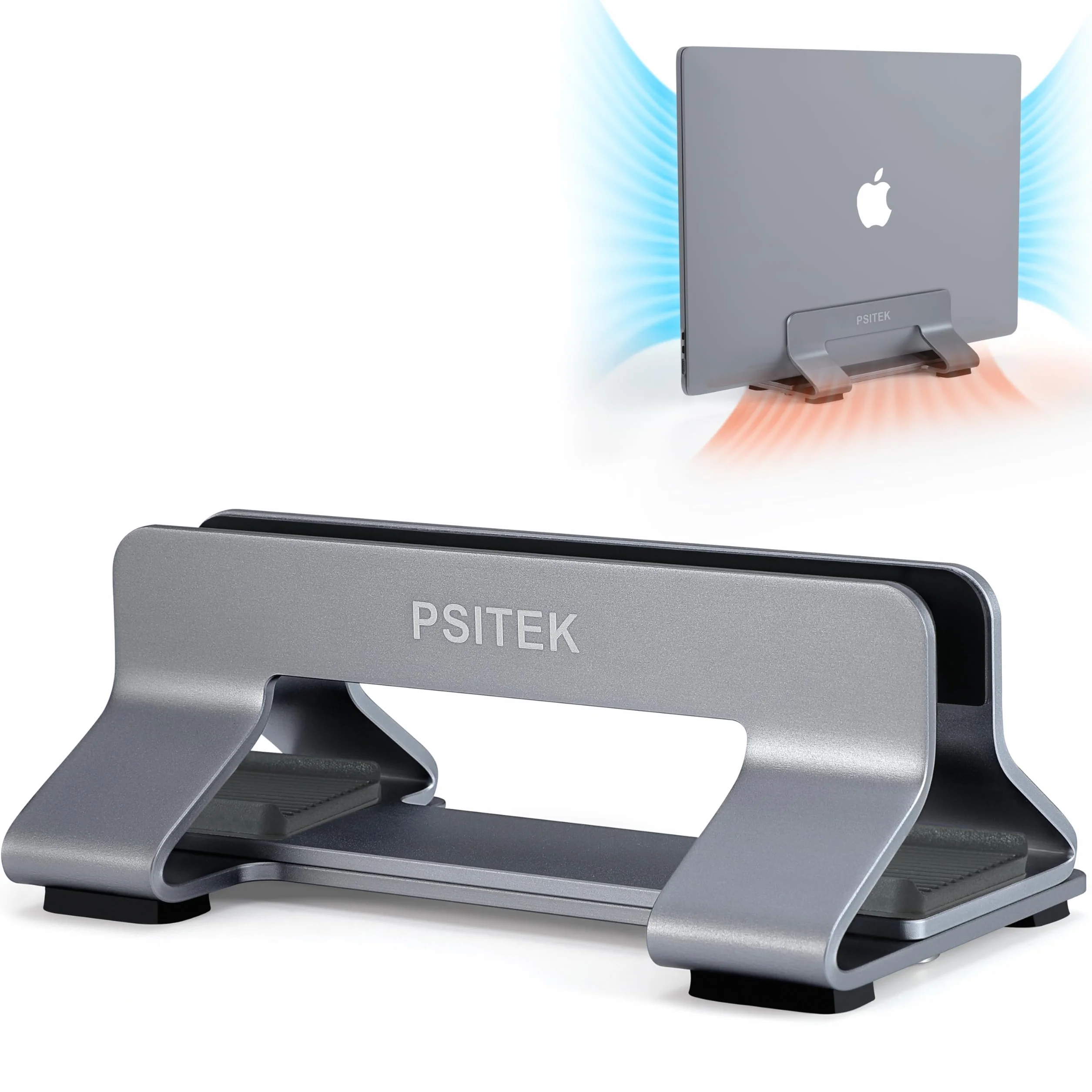 Supporto Verticale in Alluminio per Laptop, Larghezza della Fessura Regolabile 12-42mm, Salvaspazio per MacBook e Laptop
