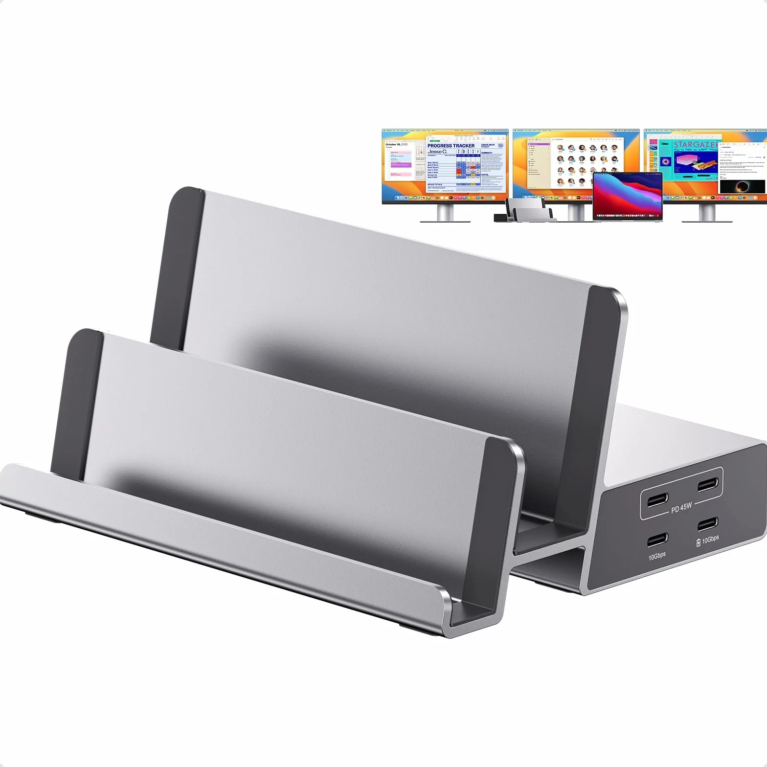 19-in-1 Triple Display Docking Station with Dual Stand, 3*HDMI, 2DP | Laptop Docking Station 3 Monitors con PD 100W, 10Gbps USB-C/A, Ethernet, per MacOS e Win (Driver Richiesto)