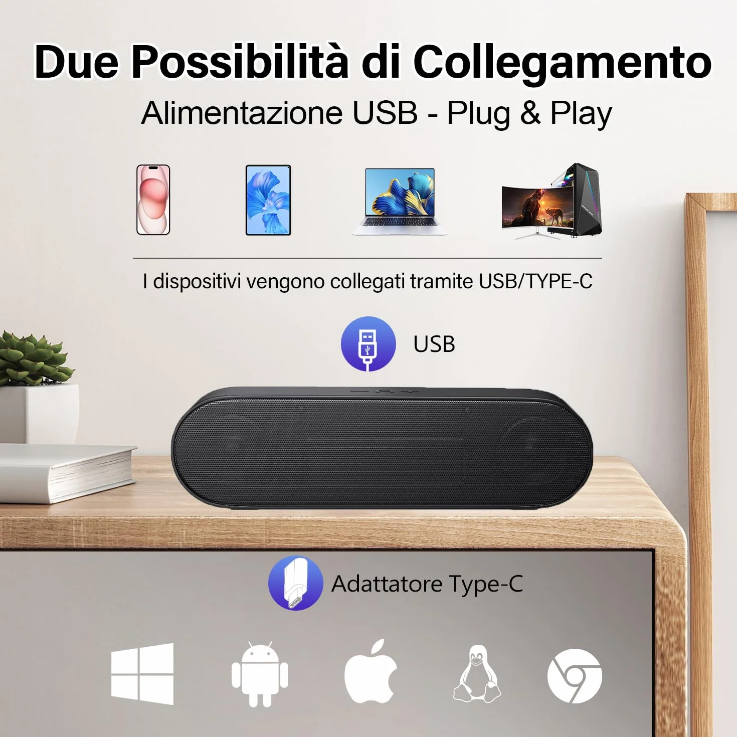 ZETIY Mini Altoparlante per PC, Casse Computer con Alimentazione USB, Altoparlante USB Stereo Sound Mini Casse Soundbar Portatile per Tablet Desktop Laptop e Banco Cassa - Nero