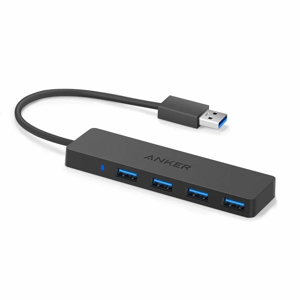 Anker Hub USB 3.0 a 4 Porte per Trasferimento Dati, USB Hub Multiporta Ultra Sottile (1cm di spessore) per Trasmissione Dati Alta Velocità(5Gbps) e Sincronizzazione per Macbook, Chiavette USB e Altro