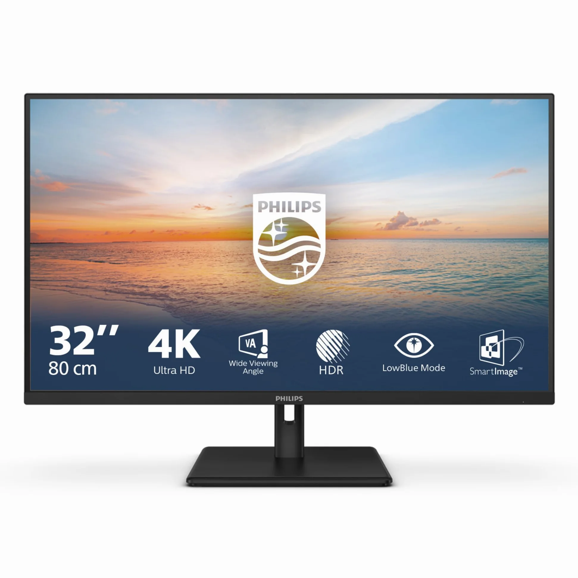 PHILIPS Monitor 32E1N1800LA 32 pollici 3840x2160, UHD, 60Hz, VA Panel, 4ms GtG, Speakers, (HDMI2x 2.0 DP 1x 1.4) HDR10, Nero