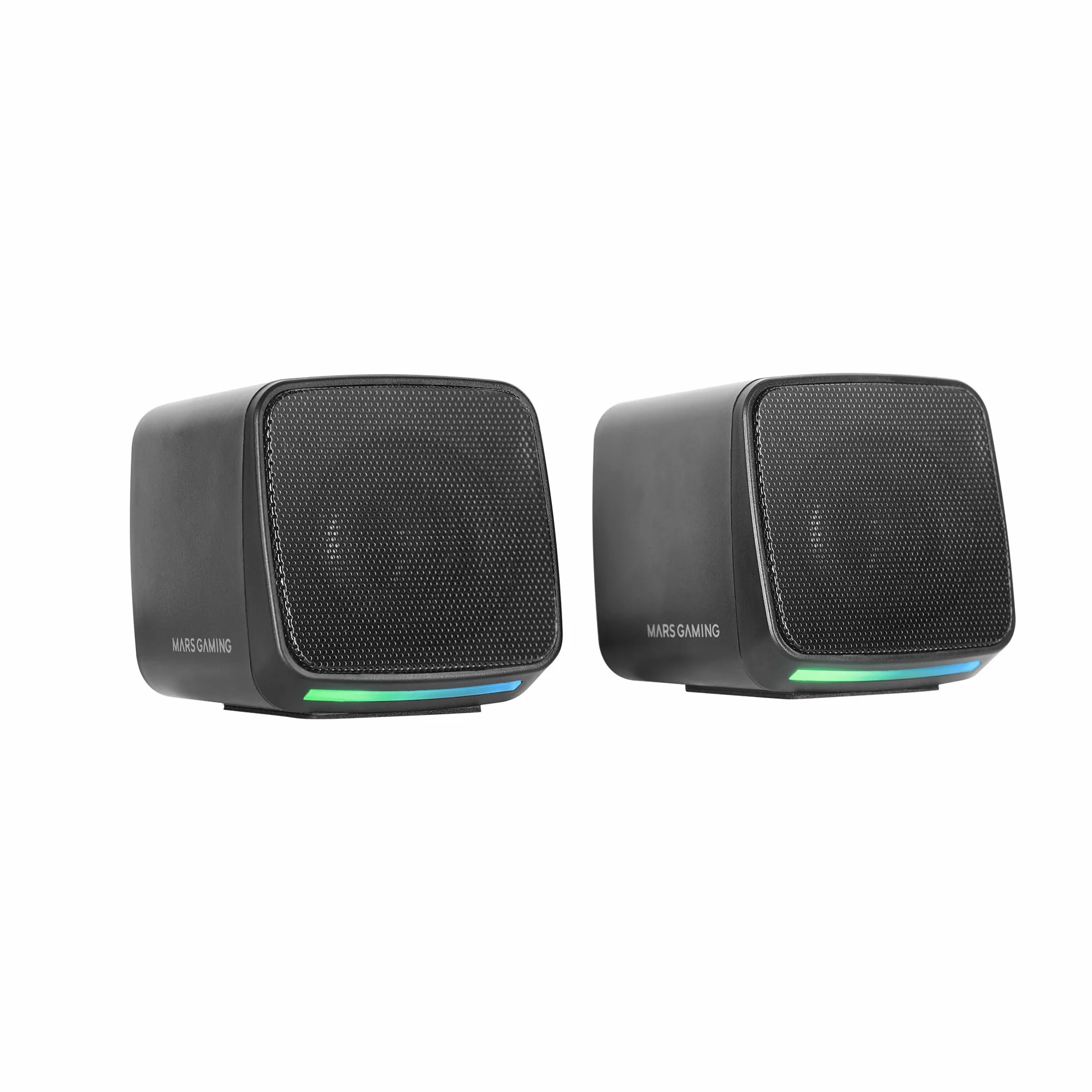 MARSGAMING MS-PRO, Altoparlanti Compatti 10W, RGB Flow Dinamica, Altoparlante PC con Controllo del Volume e Ingresso Jack 3.5mm, Altoparlanti Gaming Compatibili PC/Mac/Smartphone/Tablet, Nero