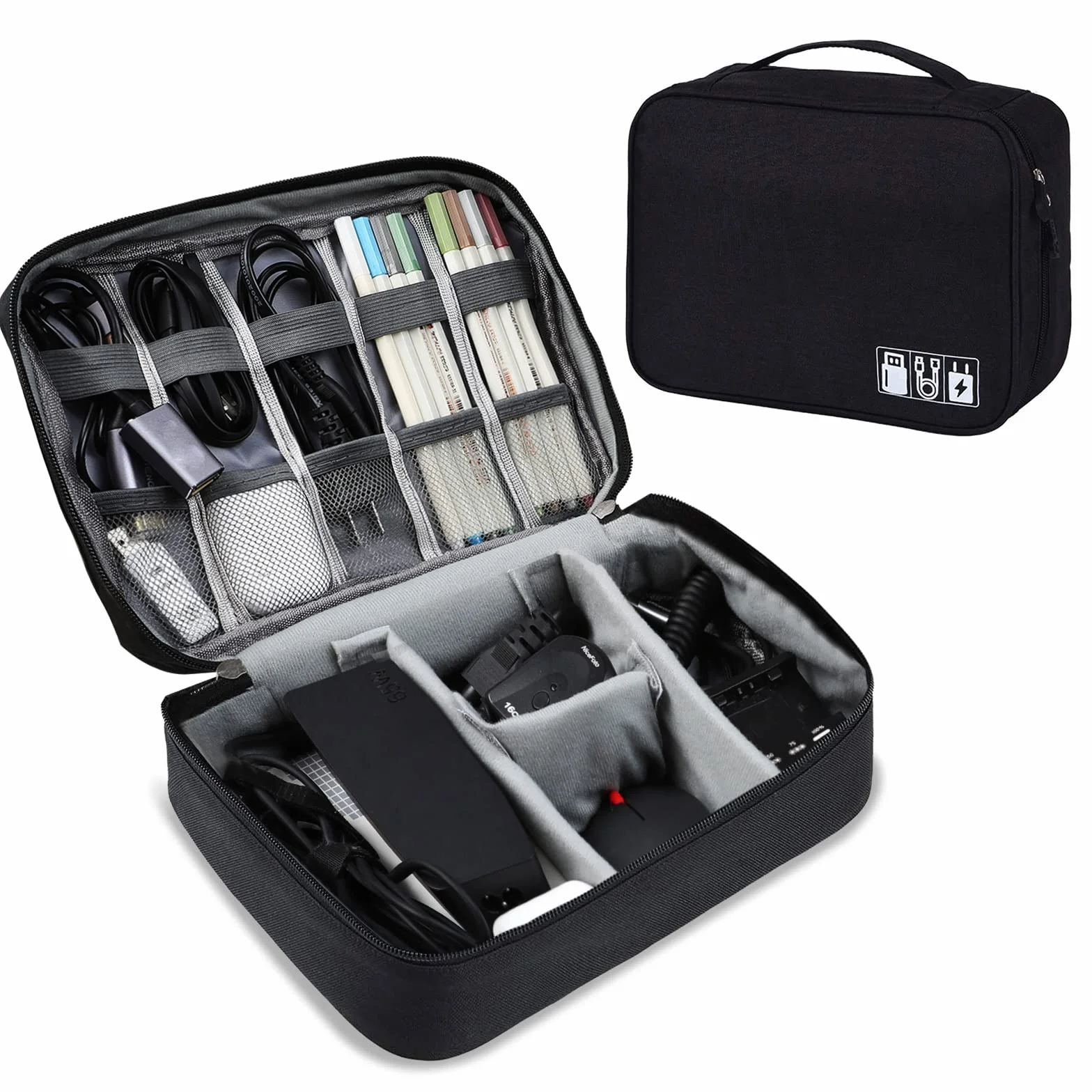 AiQInu Organizer Cavi Borsa da Viaggio Resistente All'acqua Portatile Porta Cavi per Caricatore, USB, Auricolare, Power Bank, Hard Disk, Scheda SD