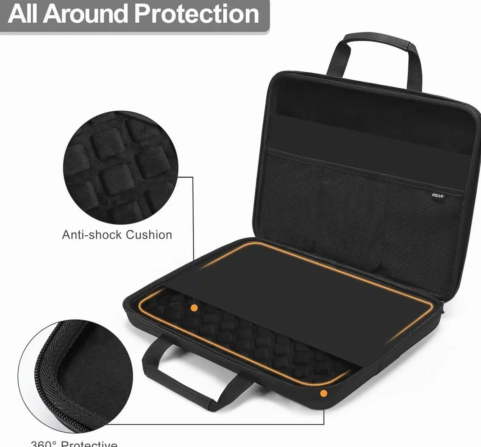 Porta Documenti Custodia Rigida for Laptop 13 14 15 16 17 Pollici for Notebook, Borsa a Mano for Uomo e Donna Borsa Notebook(Black,13.3 inch)