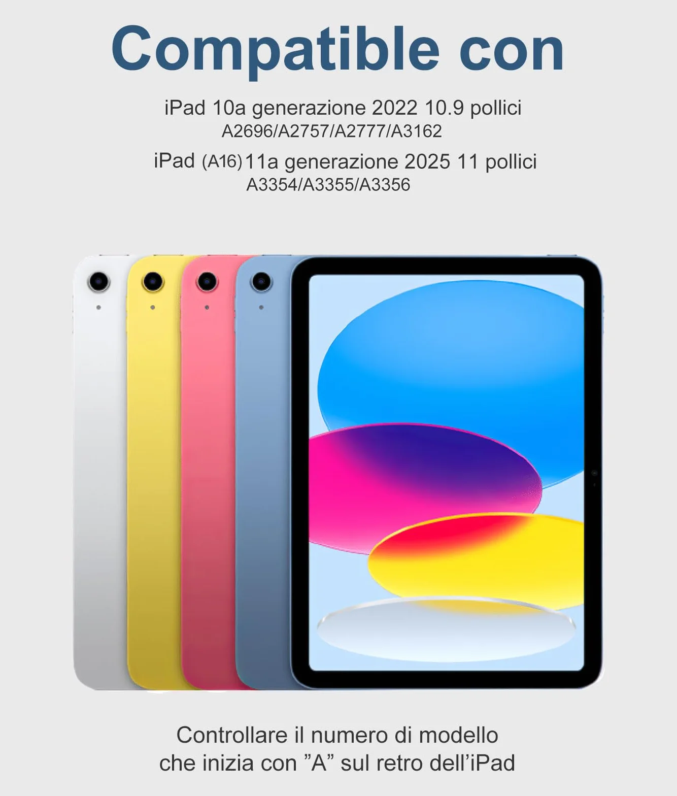 Vobafe Cover iPad 10 Generazione con Tastiera iPad A16 11 Generation (11/10.9 pollici, 2025/2022), Italiano QWERTY con 7 Colori Illuminato, Senza fili Staccabile Custodia con Portapenna, Blu
