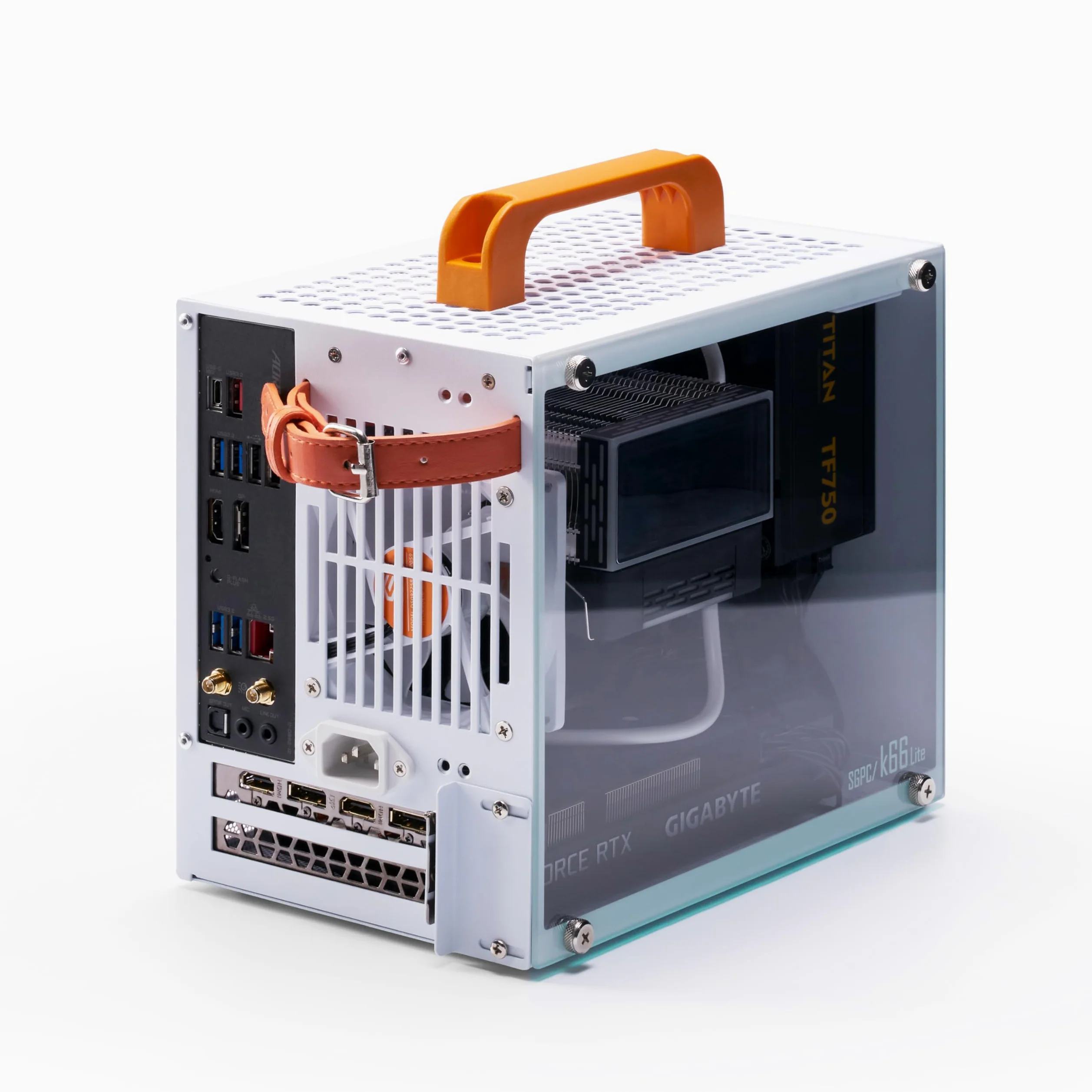 SGPC K66 Lite 8.4L/Compact Mini-ITX PC Gaming Case/135mm CPU Cooler & 240mm GPU & SFX PSU Support/Vetro Temperato Pannello Laterale/1 x Preinstallato ARGB Fan (K66Lite, Bianco)