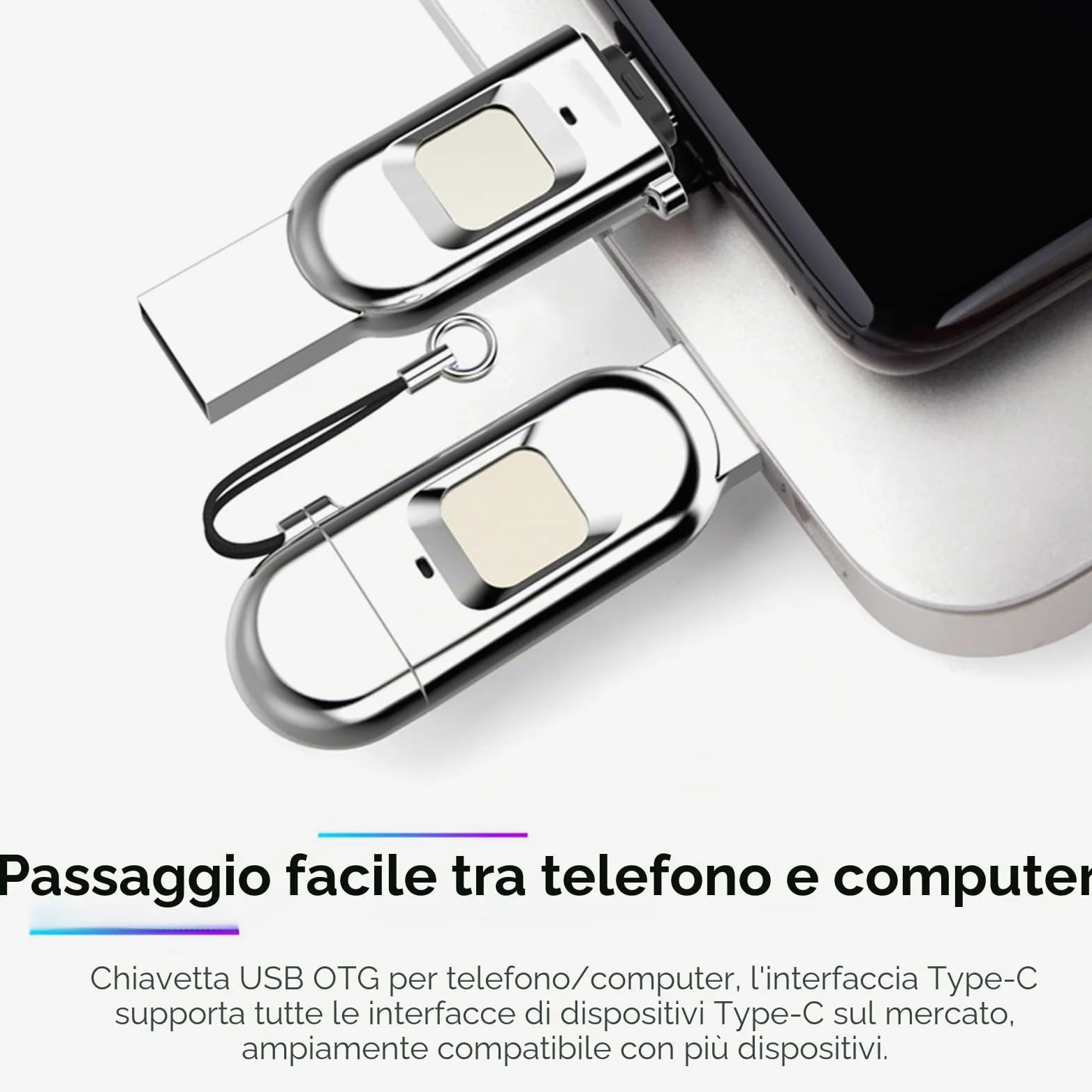 Chiavetta di crittografia dati USB 3.0 portatile di tipo C con password per impronte digitali 64 GB 128 GB 256 GB,64GB