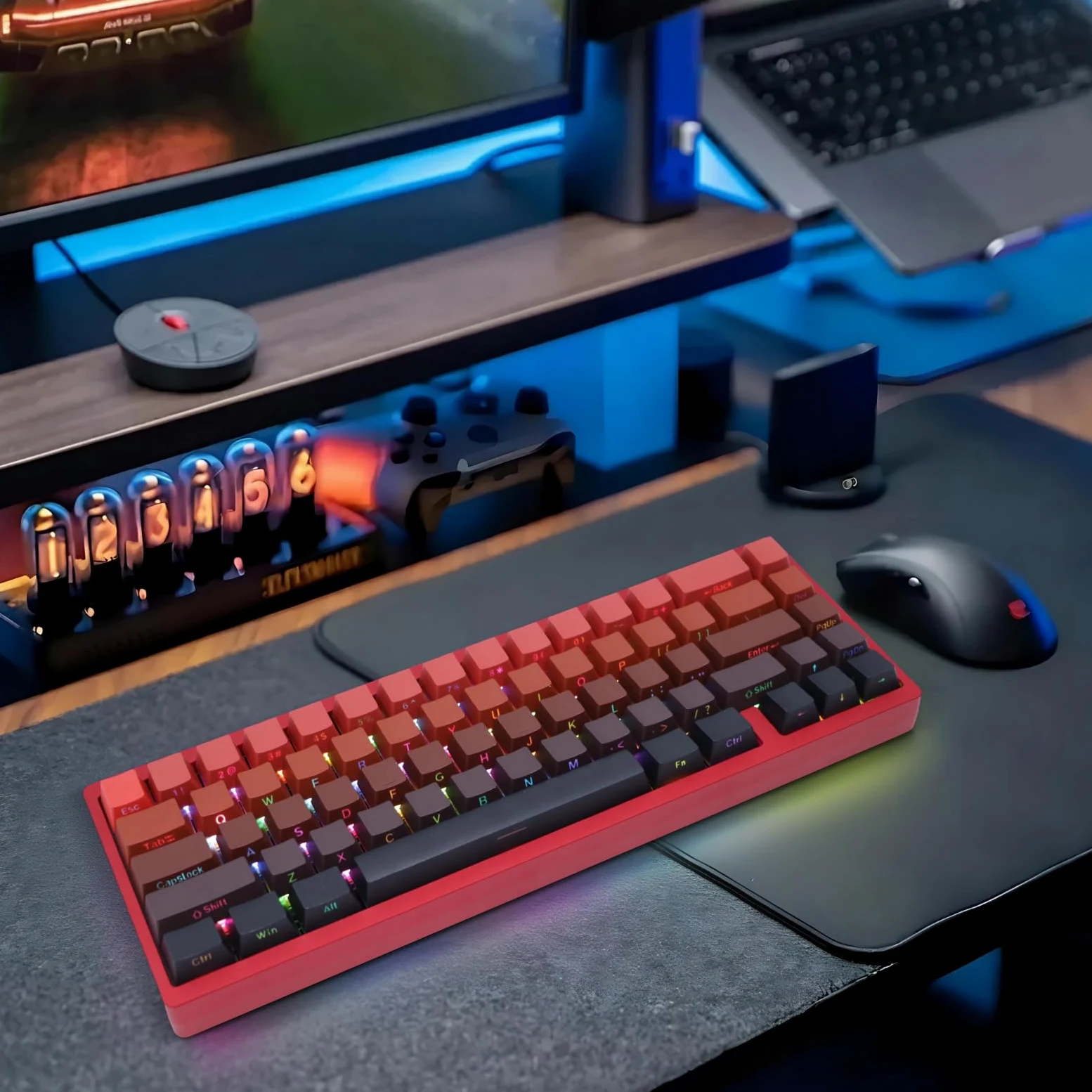 Tastiera da gioco a 67 tasti, 3 modalità, in alluminio, con guarnizione CNC, retroilluminazione RGB, tastiera meccanica personalizzata wireless/cablata per Mac, Windows Linux, keycap PBT double-shot