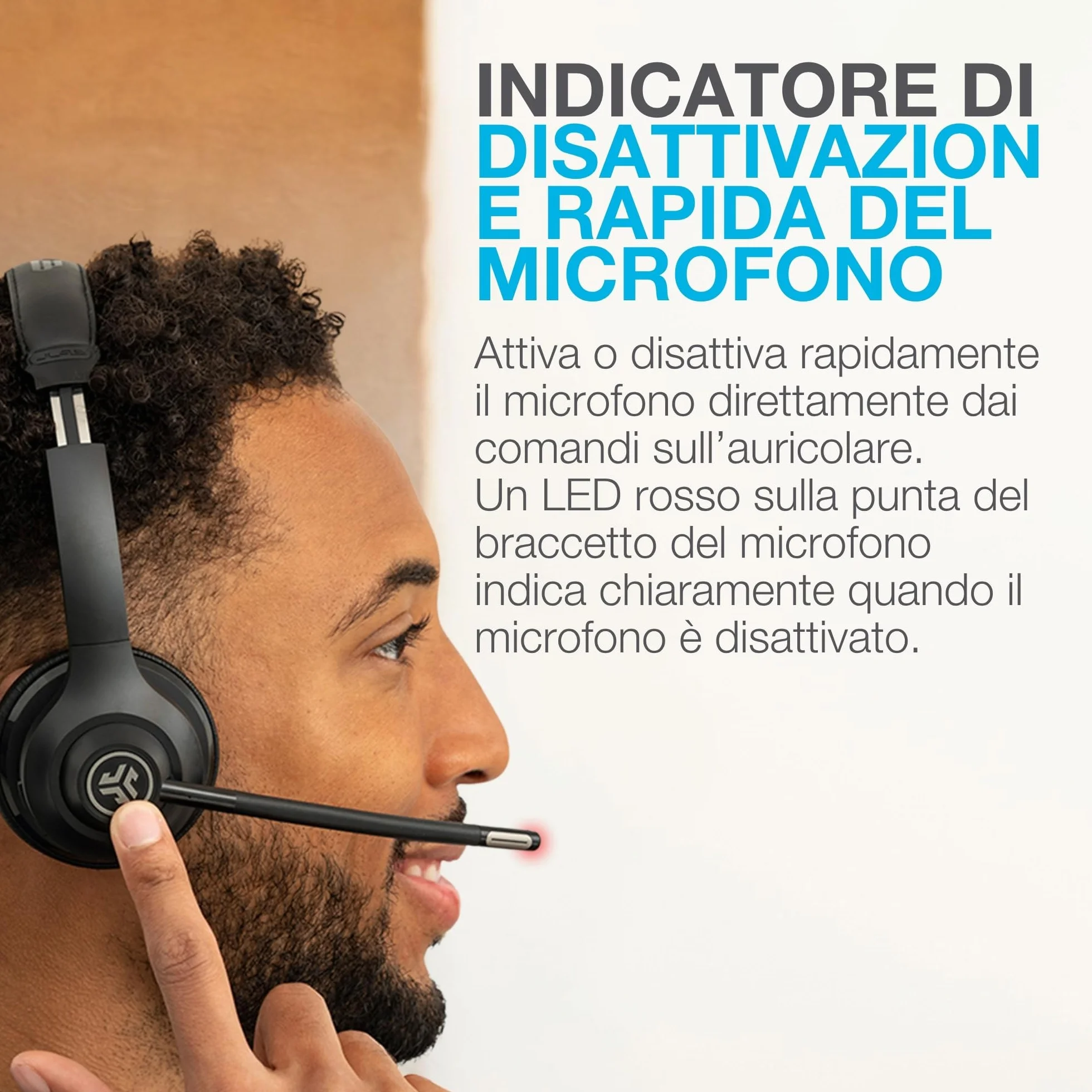 JLab Go Work - Cuffie wireless di seconda generazione con microfono – 55+ Playtime Bluetooth o USB-C Dongle per PC, connessione multipunto a computer e cellulare, cuffie on-ear cablate o wireless per