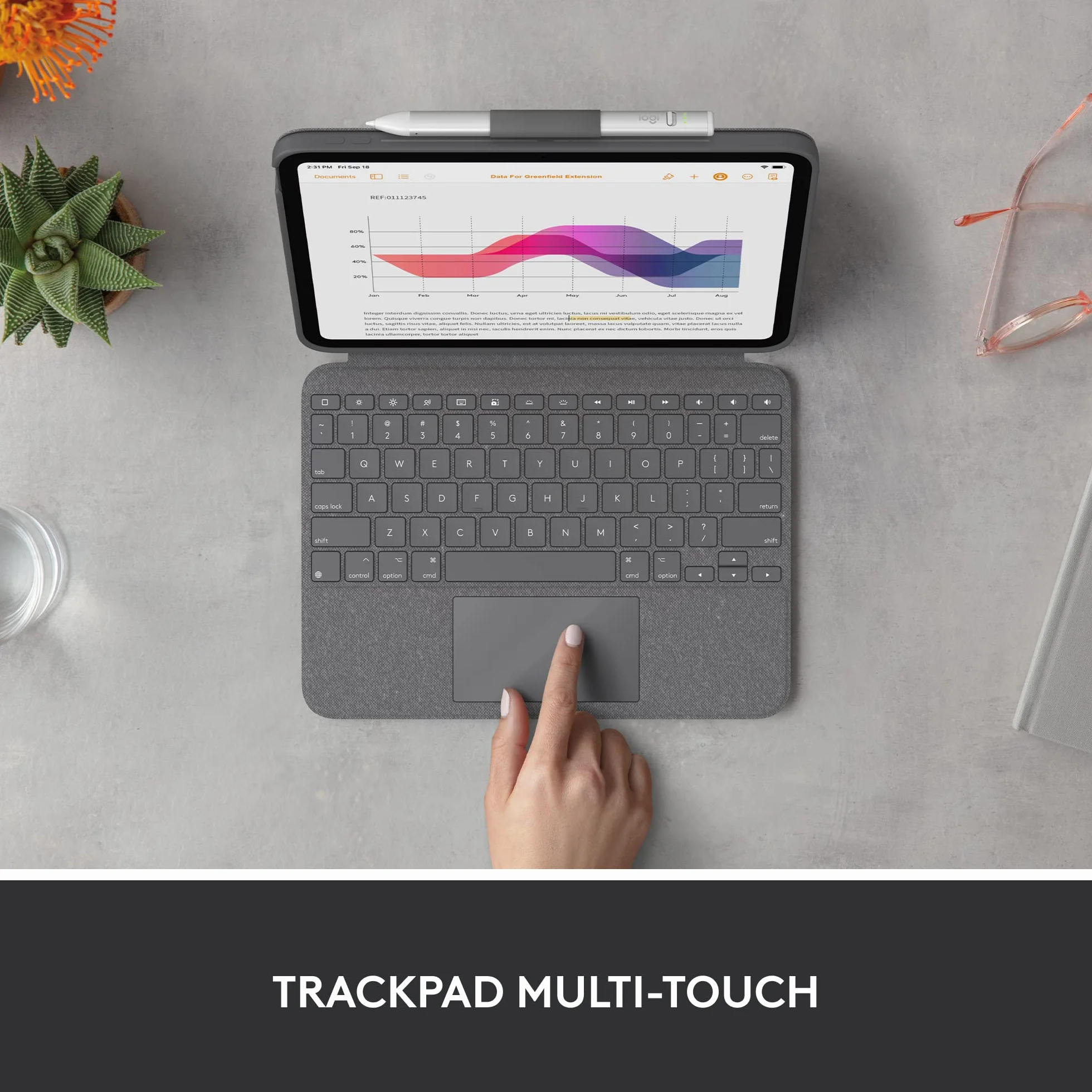Logitech Combo Touch, custodia con tastiera rimovibile per iPad (10a generazione e A16)ampio trackpad di precisione, tastiera standard retroilluminata e tecnologia Smart Connector,ITA QWERTY - Grigio
