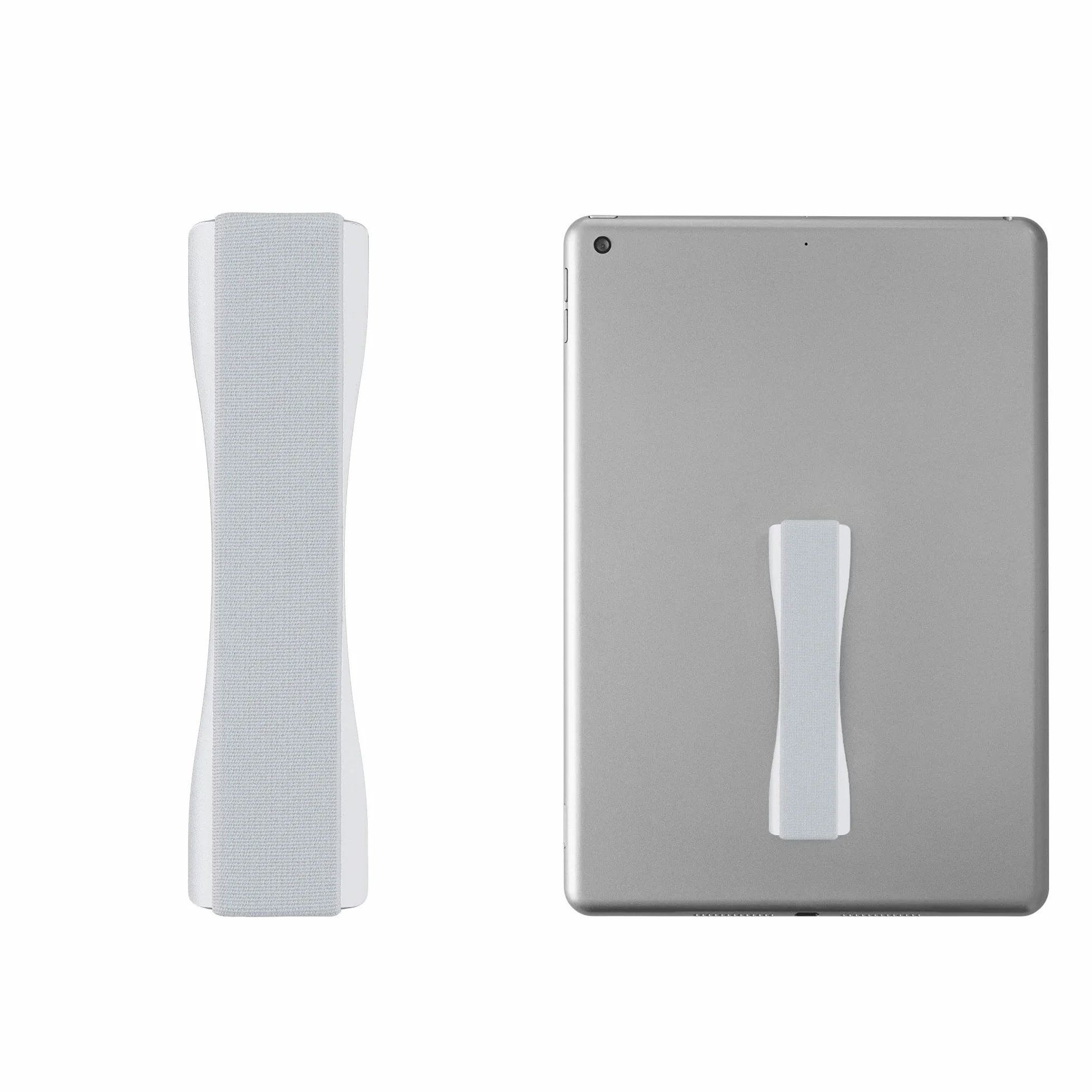 kwmobile Supporto Dita per Tablet Sostegno Adesivo Fascetta Elastica Impugnatura Mano Universale Compatibile con iPad Galaxy-Tab Porta Tablet argento