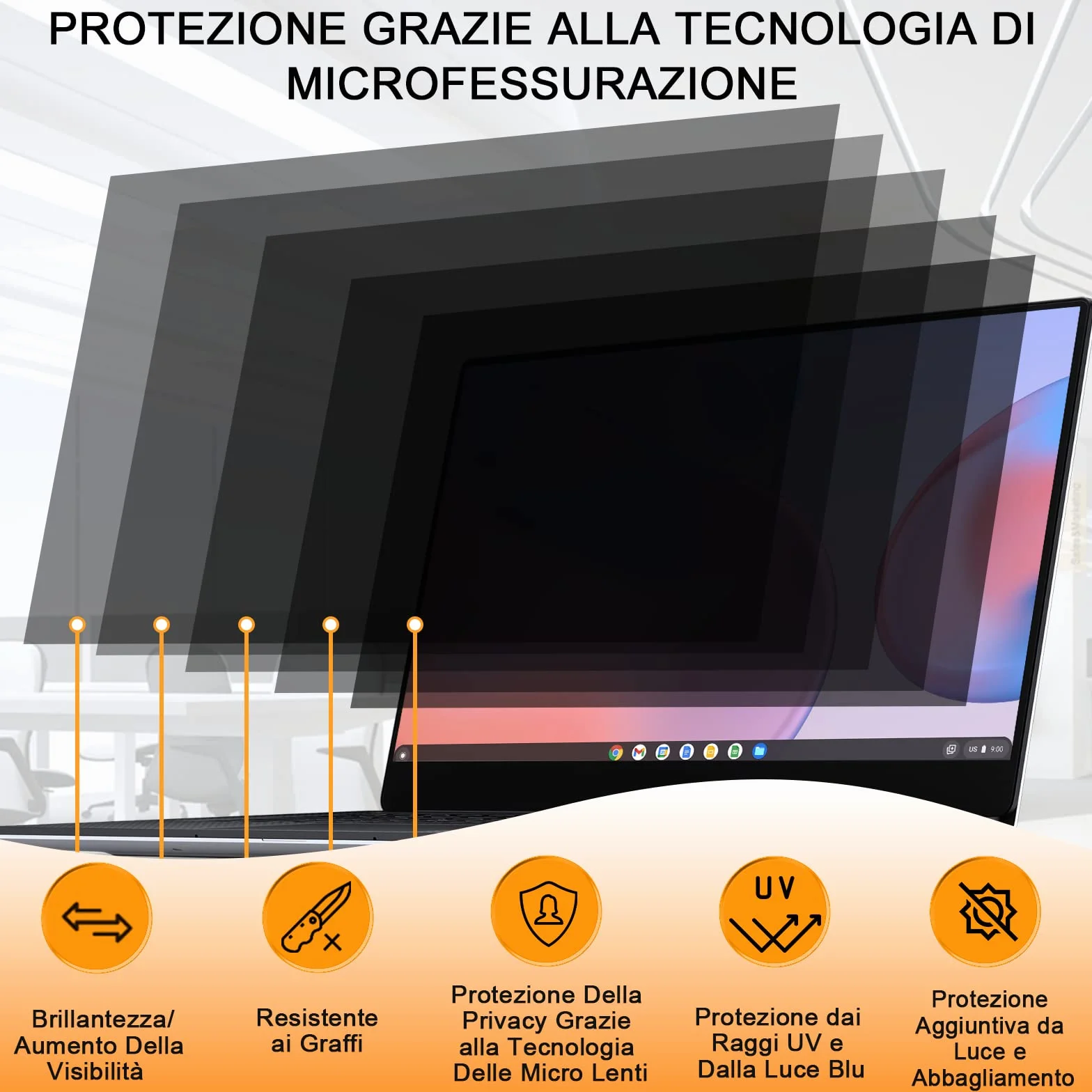 Filtro Privacy 14 Pollici, Rimovibile Filtro Privacy Schermo, Pellicola Privacy Filter Compatibile con HP/Dell/Acer/Lenovo/Thinkpad/Samsung/ASUS/Sony, Anti Glare Pellicola Privacy PC per 16:9 Laptop
