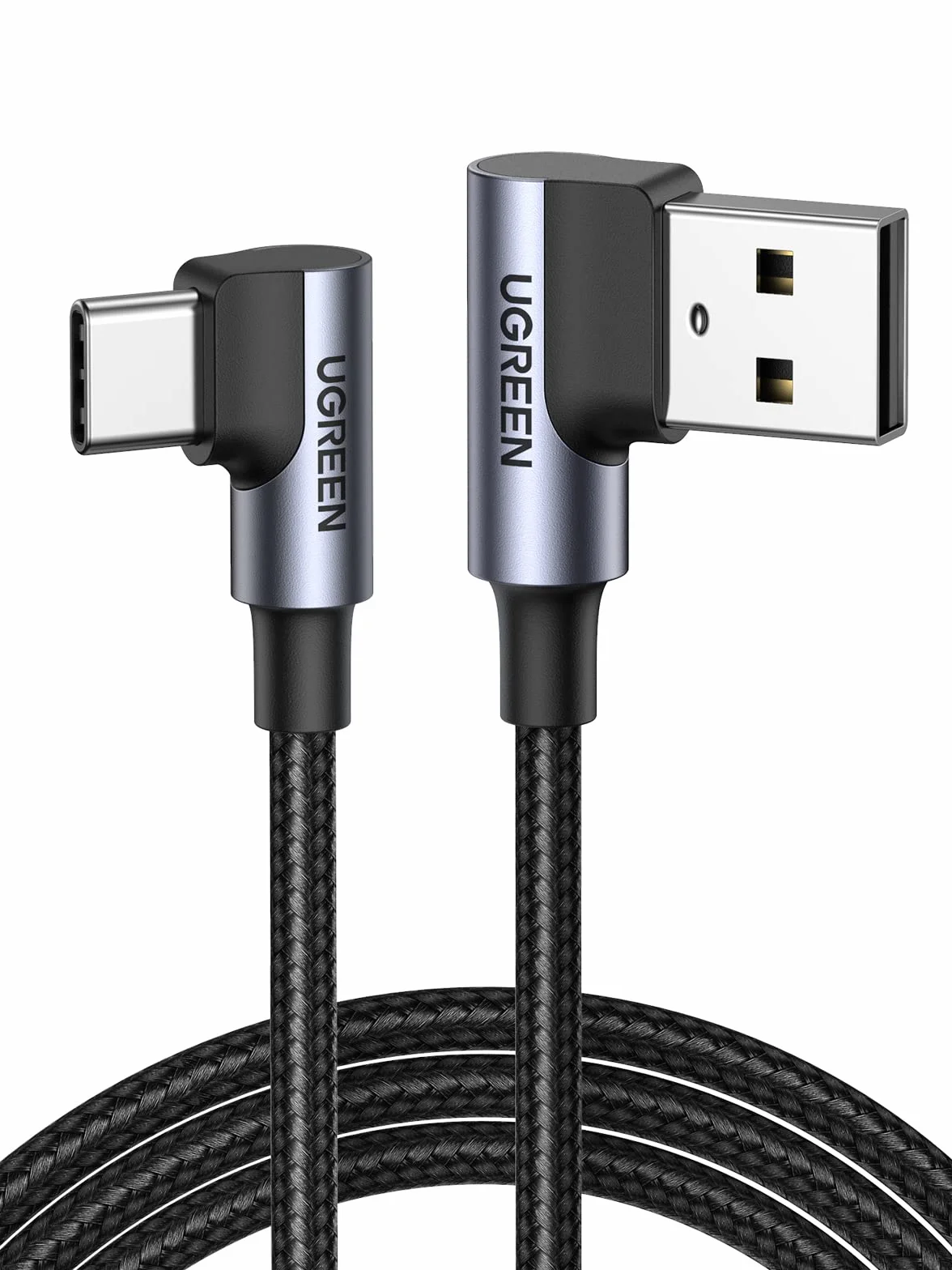 UGREEN Cavo USB C a A 90 Gradi, Ricarica Rapida 3A 0,5m Compatibile iPhone 17/16/15, Galaxy S25/S24/S23, Pixel 10/9