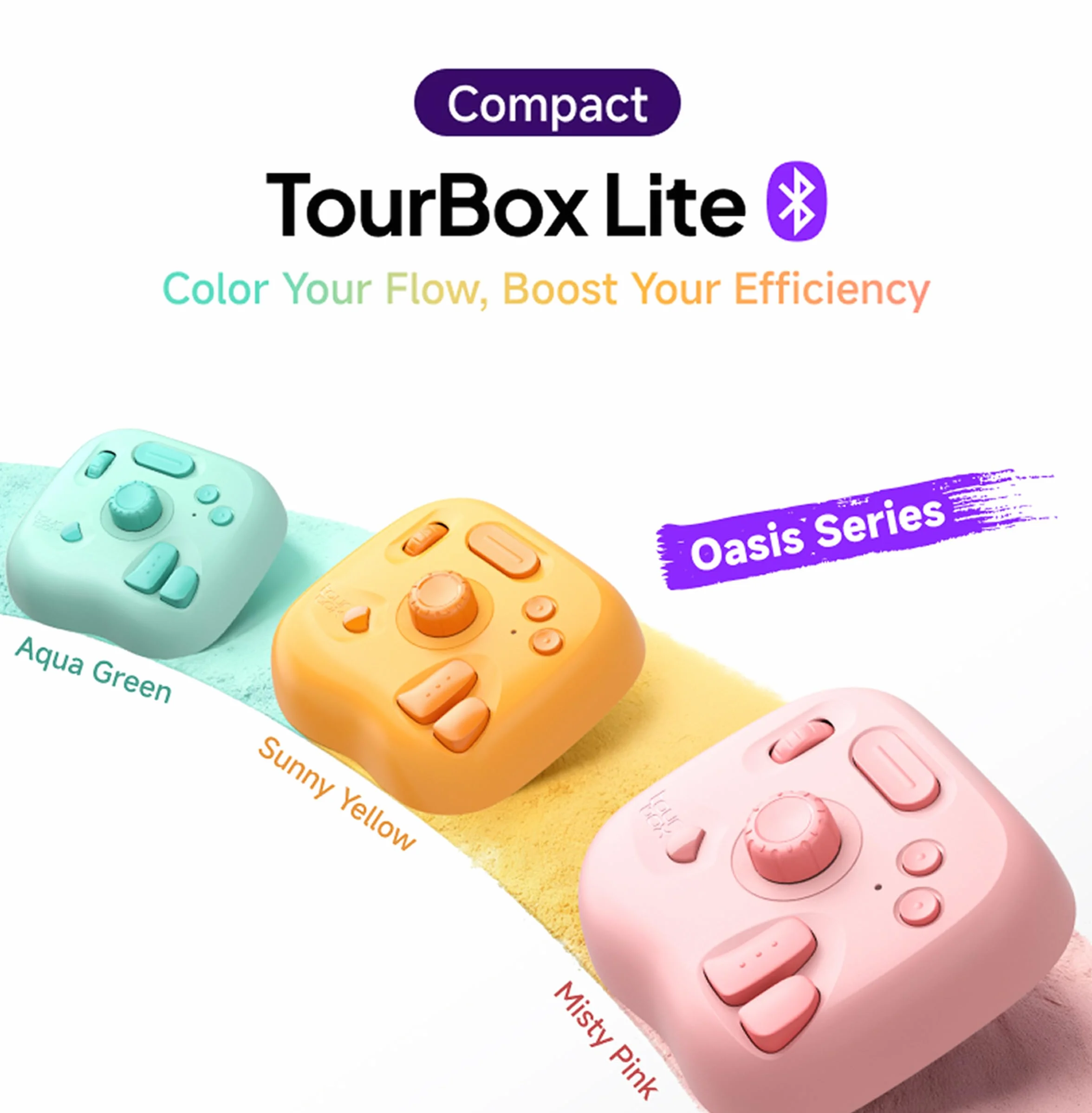 TourBox Lite Bluetooth – Teclado de Edición Compacto y Controlador Macro con Software Personalizable para Artistas Digitales, Fotógrafos y creadores, da color a tu productividad, Oasis (Aqua Green)