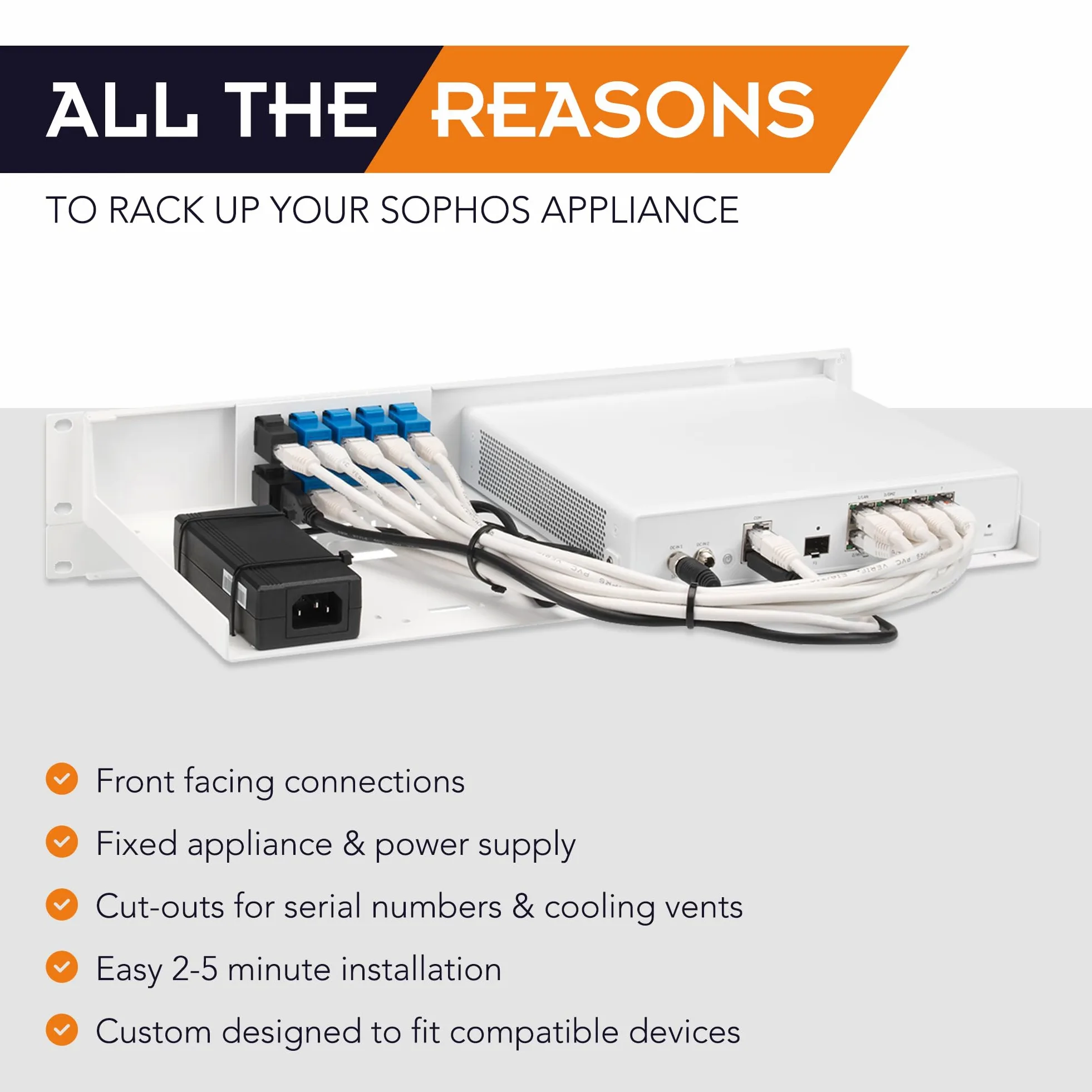 Rackmount.it SORACK - Configurazione di rete - Montaggio rack - bianco segnale (RAL 9003) - Kit per Sophos XGS 87/107, RM-SR-T11