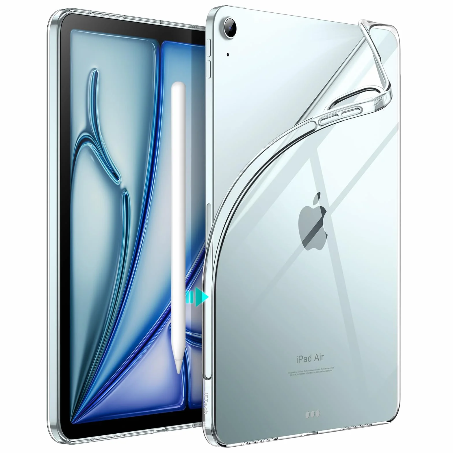 JETech Custodia iPad Air 11 Pollici M4 M3 M2 2026 2025 2024 TPU Trasparente Supporto Pencil Pro 2 Ricarica