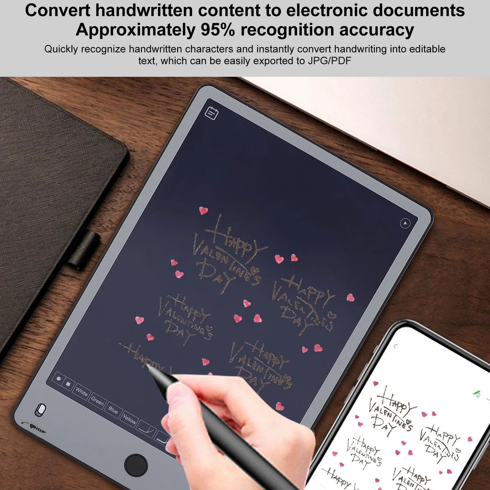 ASHATA Set di Schede di Scrittura di Penna Intelligente Digitale, Tablet a Mano AI con Note di Incontro Vocale di Archiviazione Cloud in Tempo Reale