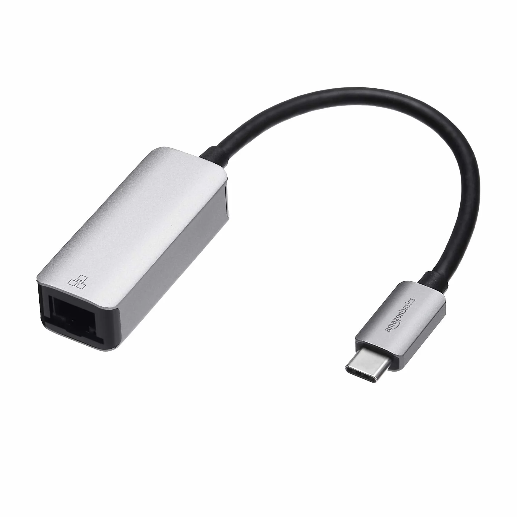 Amazon Basics Adattatore da USB C 3.1 a Gigabit Ethernet RJ45, Grigio, 5,23 x 2,06 x 1,5 cm