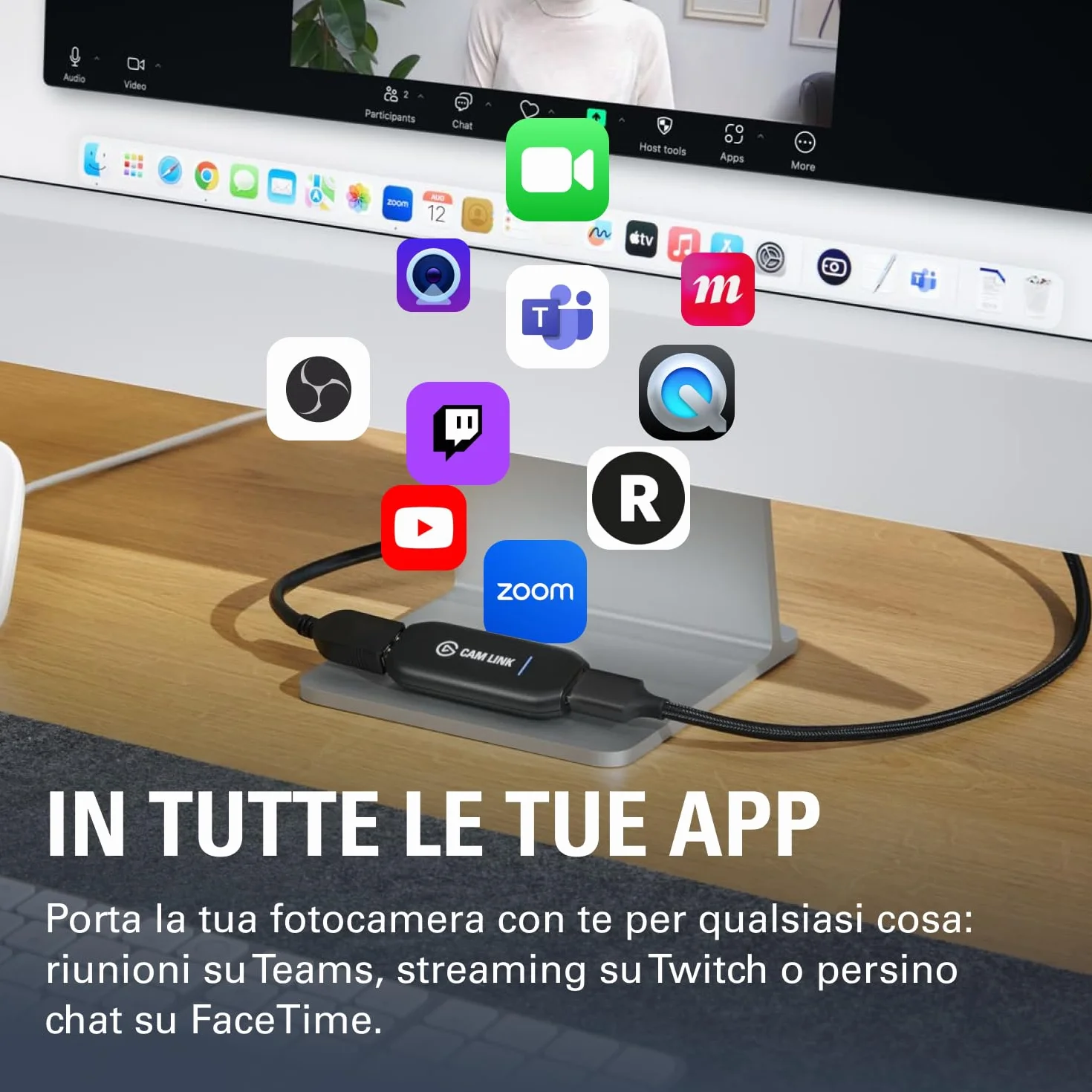 Elgato Cam Link 4K, trasmetti live, registra via DSLR, camcorder, action cam, 1080p60, 4K/30FPS, HDMI, USB 3.0, videoconferenze, home office, Zoom, Teams