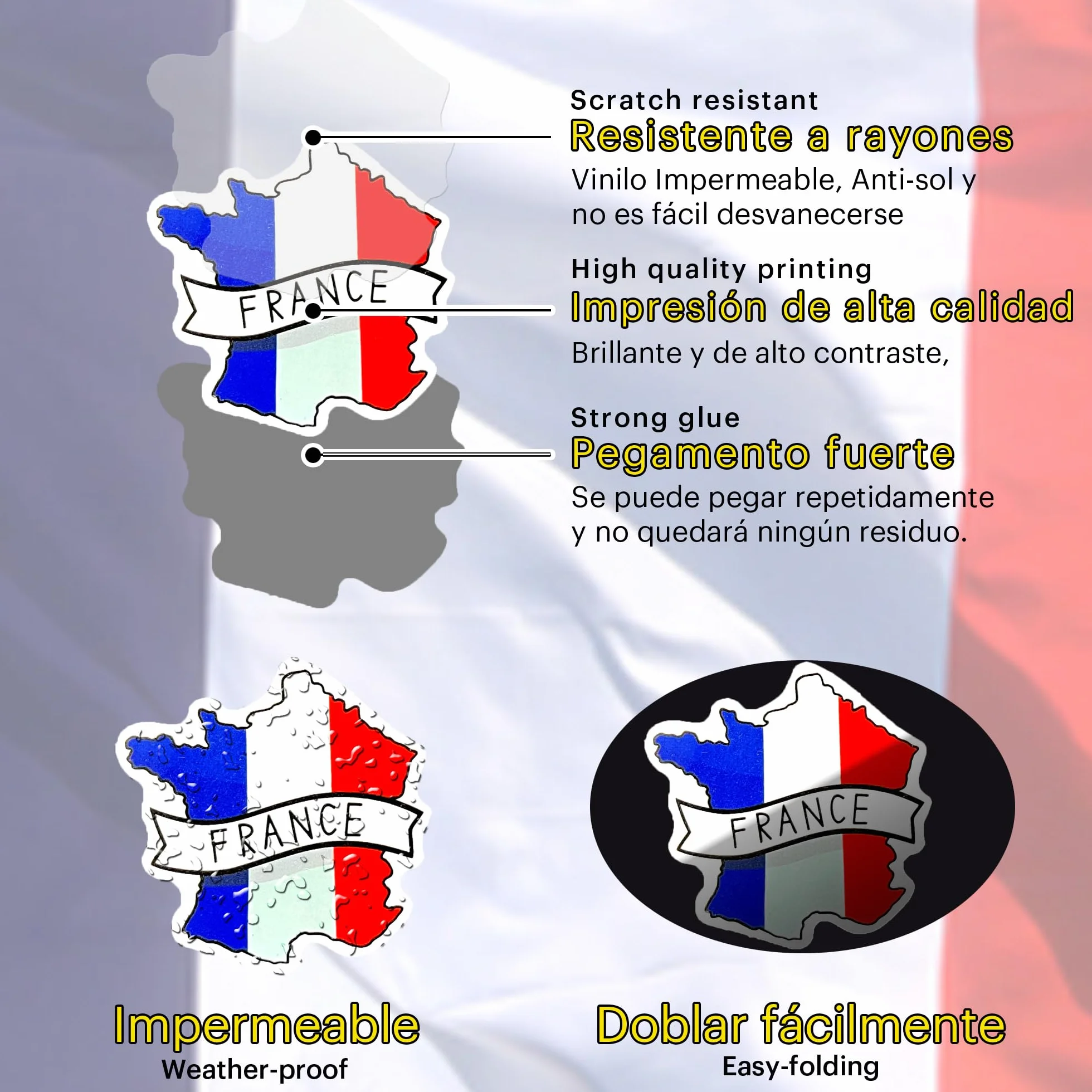 Francia adesivi Parigi adesivi casco moto stickers aesthetic valigia vintage France accessori per valigie per auto adesivo per bici sticker auto
